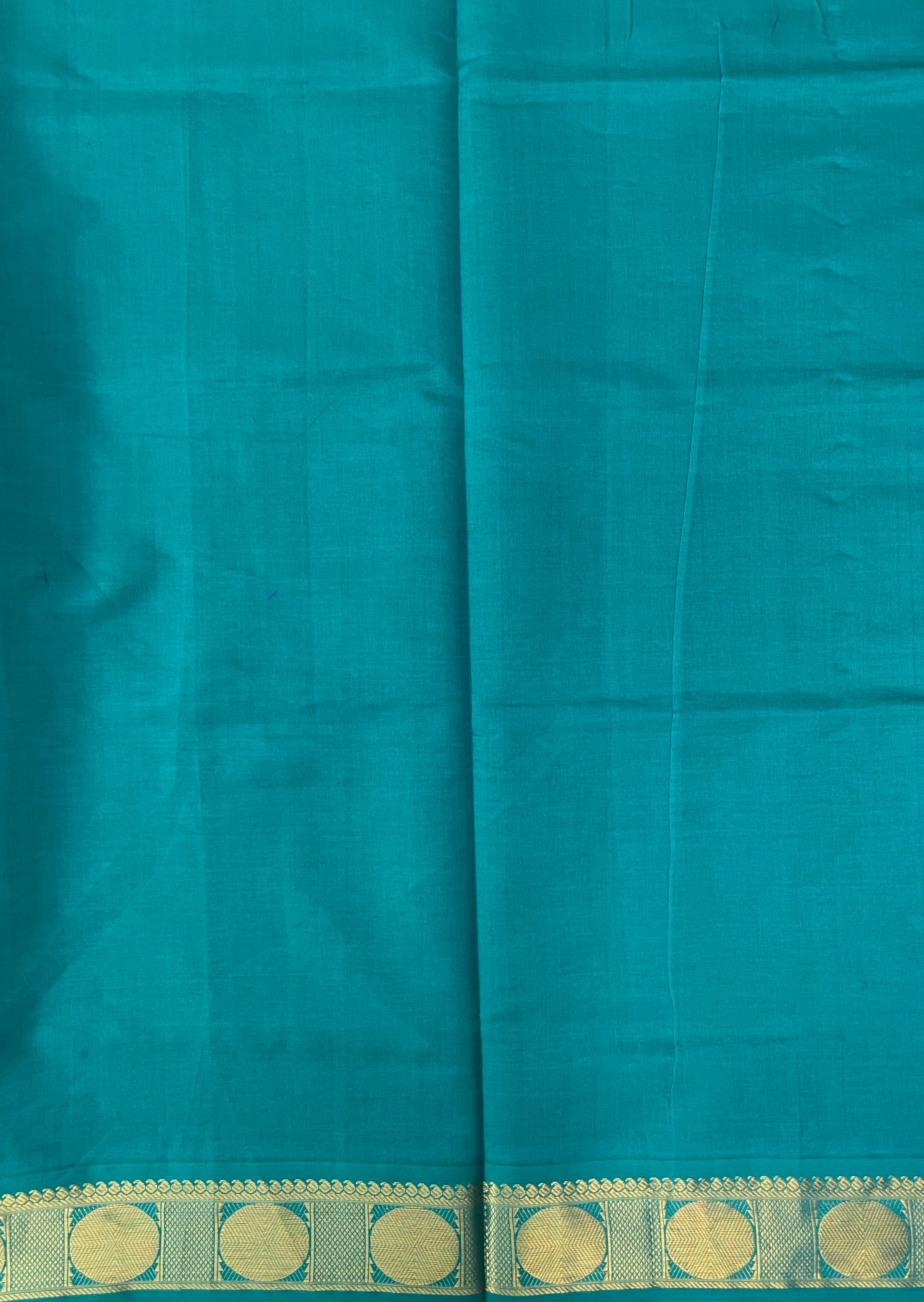 Blue Half Pure Silk Cotton Saree With Plain Pattern