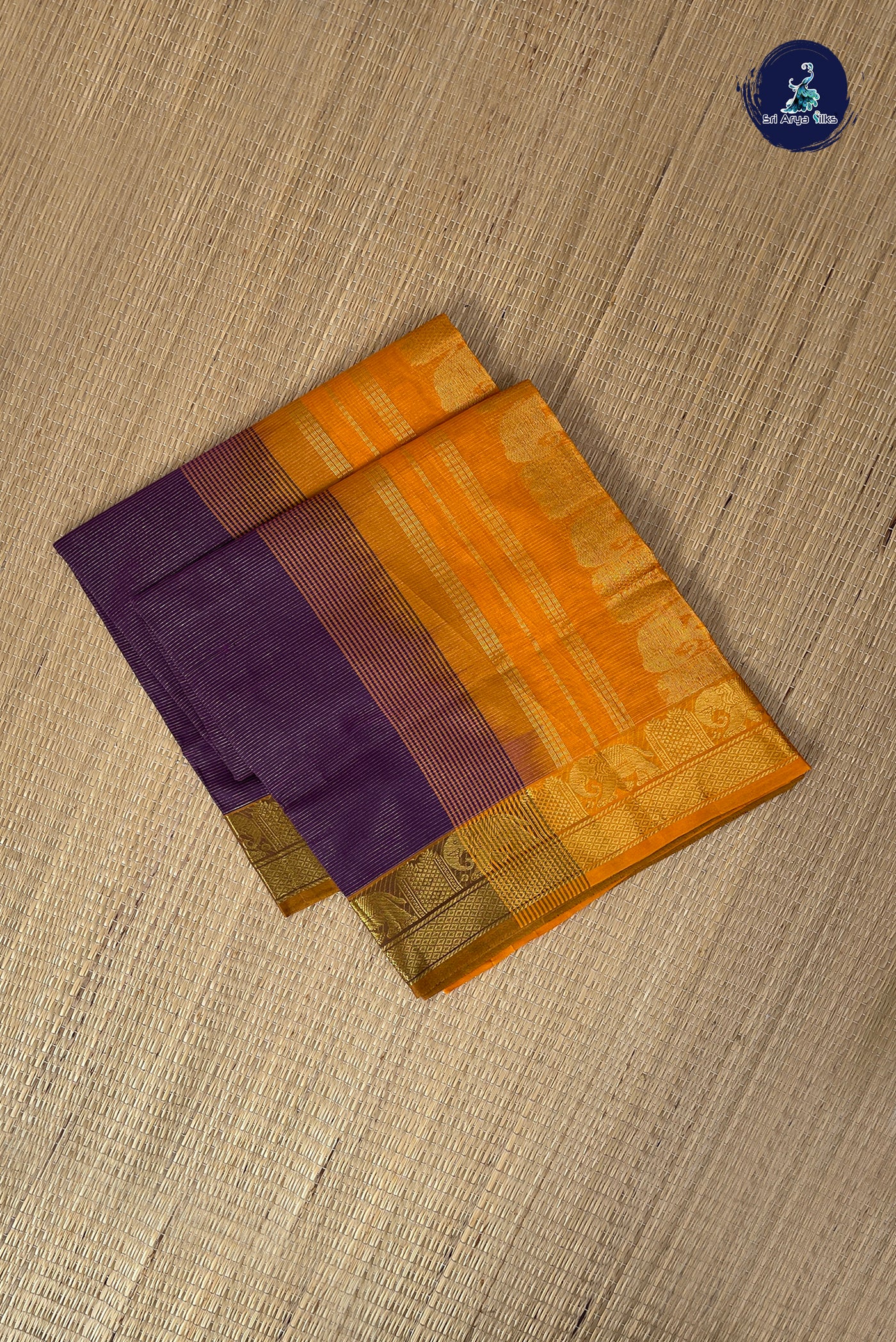 Violet Half Pure Silk Cotton Saree With Vaira Oosi Pattern