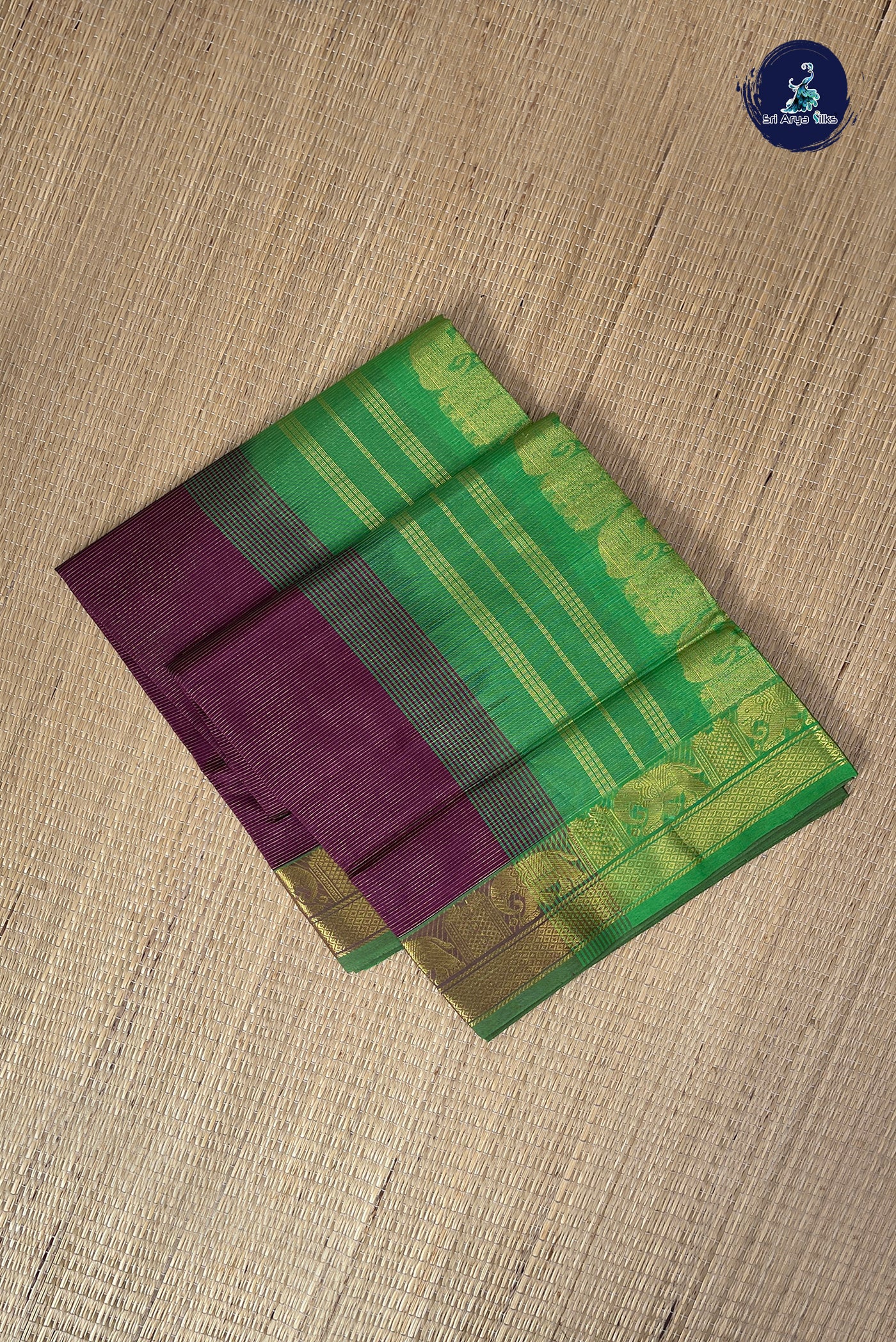 Brown Half Pure Silk Cotton Saree With Vaira Oosi Pattern
