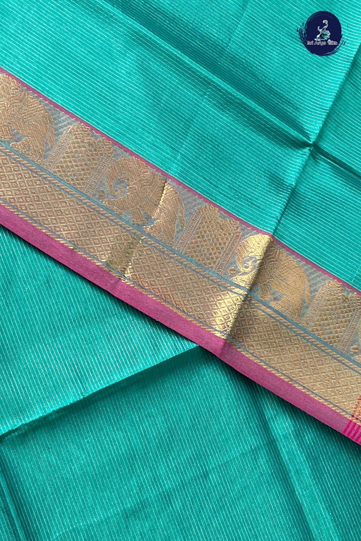 Green Half Pure Silk Cotton Saree With Vaira Oosi Pattern