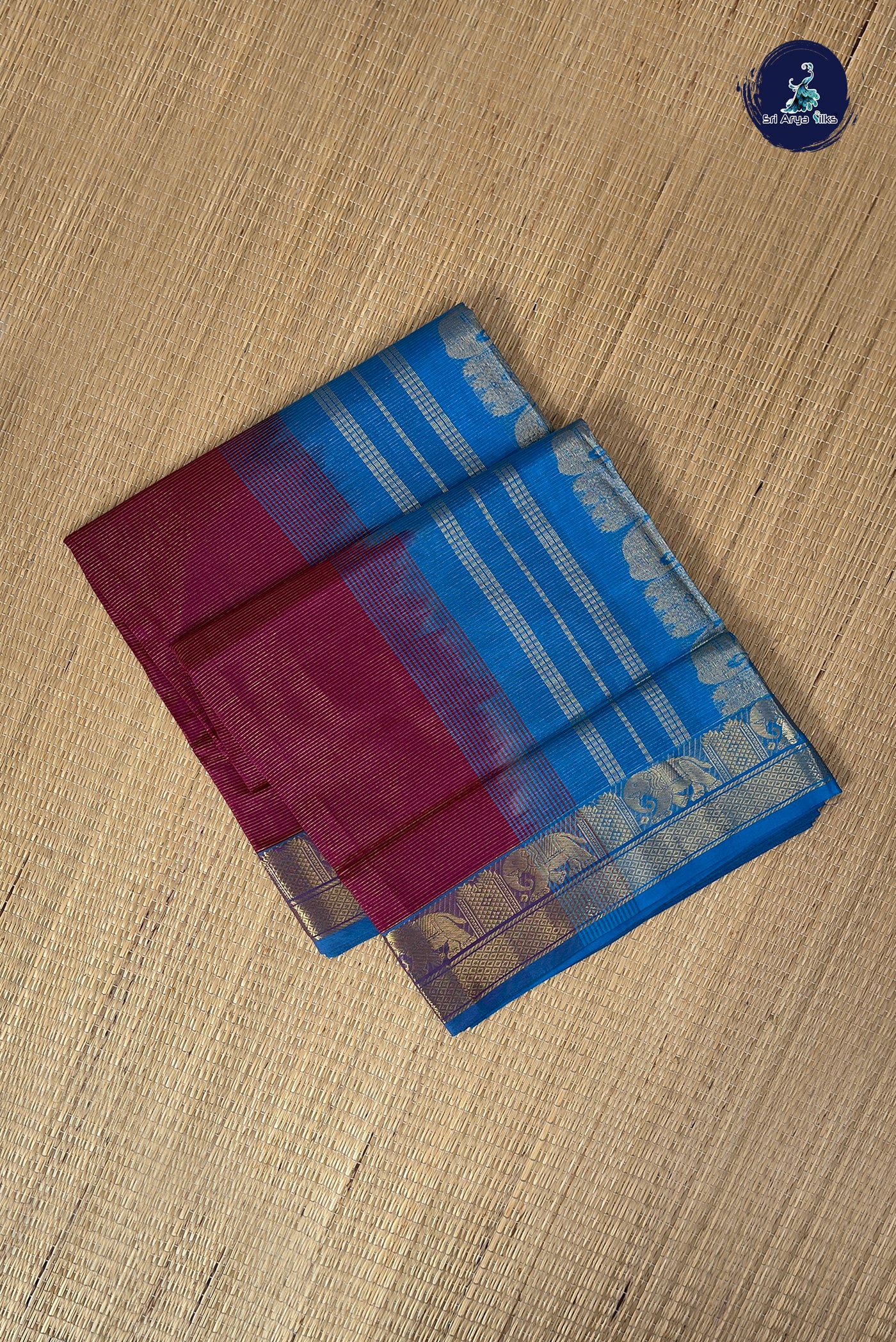 BeetRoot Shade Half Pure Silk Cotton Saree With Vaira Oosi Pattern
