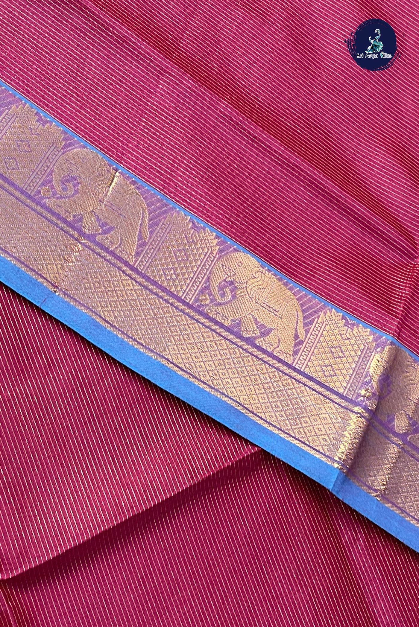 BeetRoot Shade Half Pure Silk Cotton Saree With Vaira Oosi Pattern