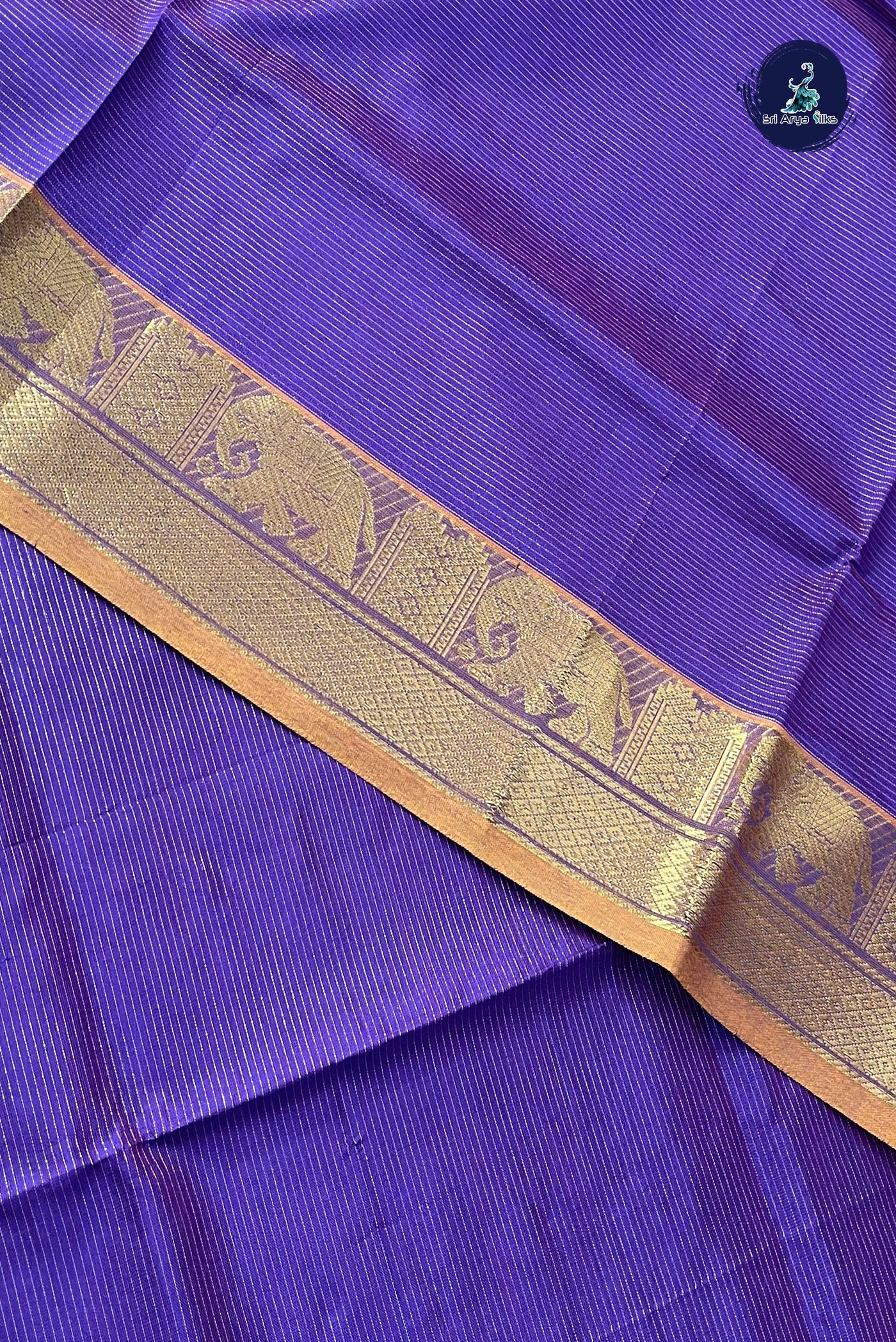 Violet Half Pure Silk Cotton Saree With Vaira Oosi Pattern