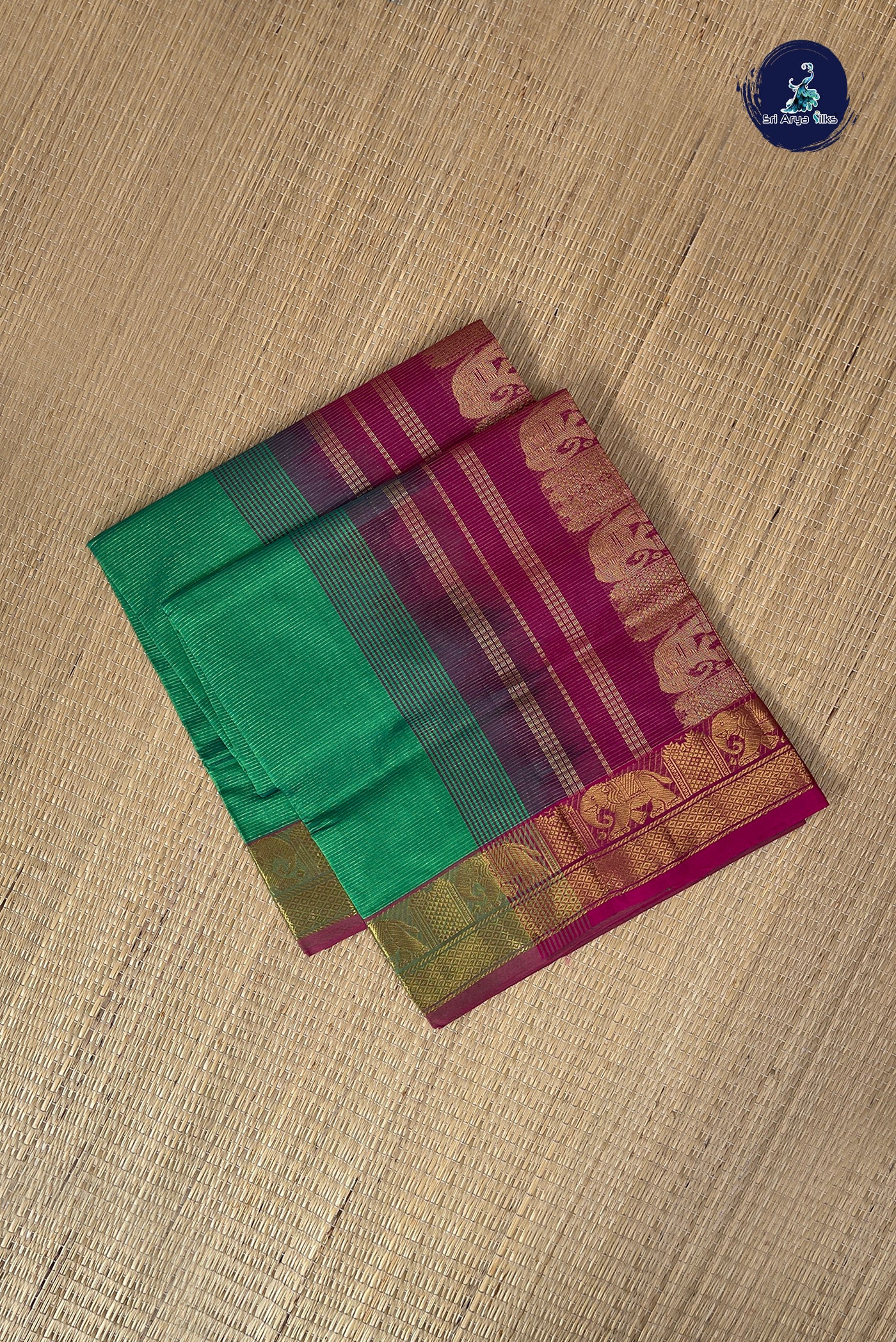 Green Half Pure Silk Cotton Saree With Vaira Oosi Pattern