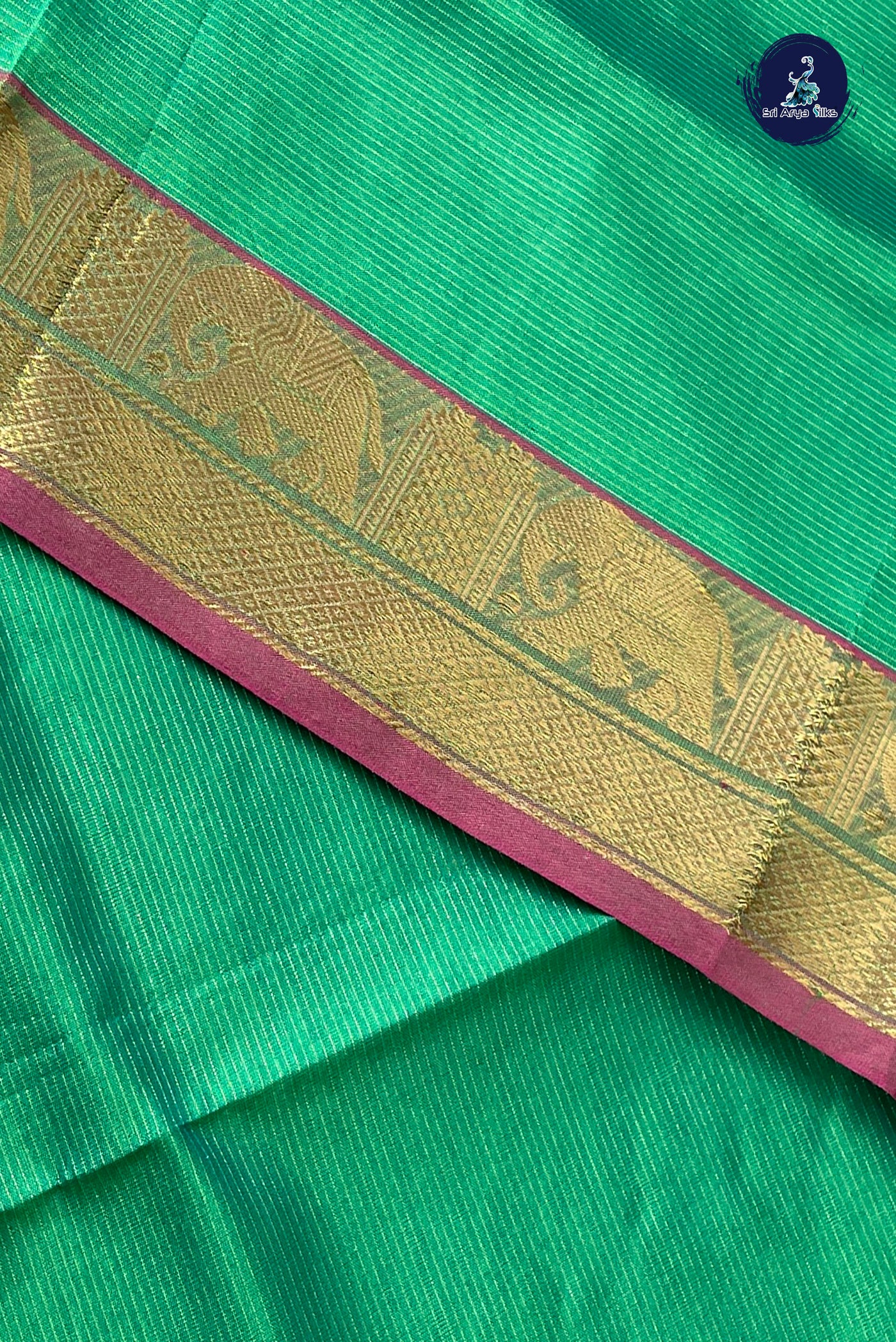 Green Half Pure Silk Cotton Saree With Vaira Oosi Pattern