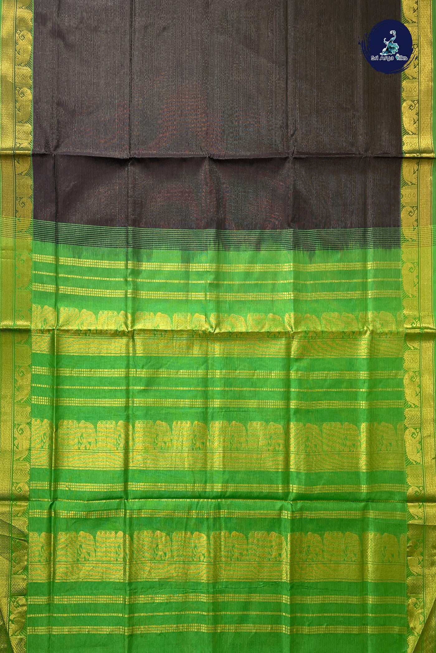 Black Half Pure Silk Cotton Saree With Vaira Oosi Pattern