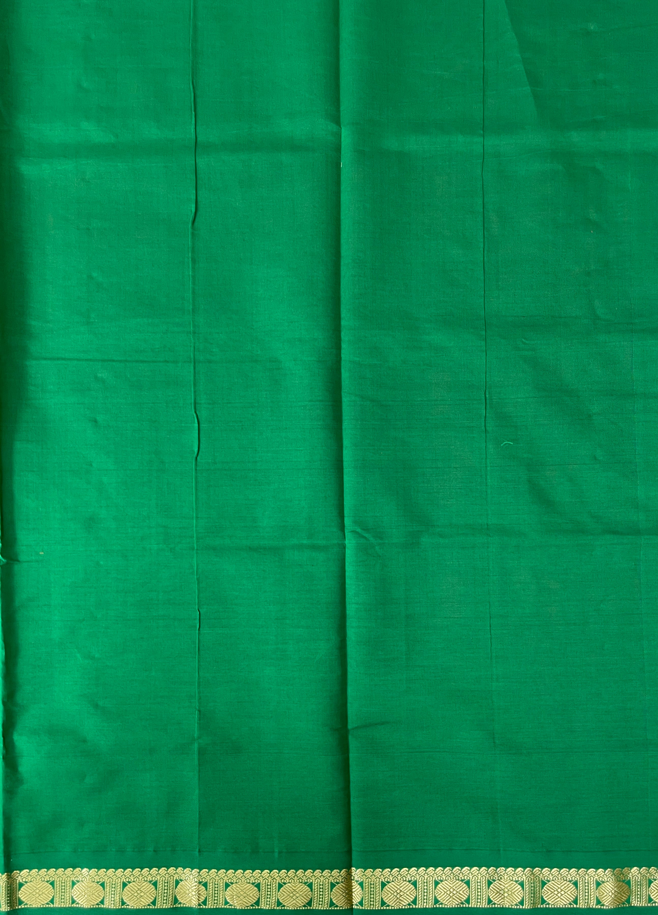 Orange Half Pure Silk Cotton Saree With Plain Pattern