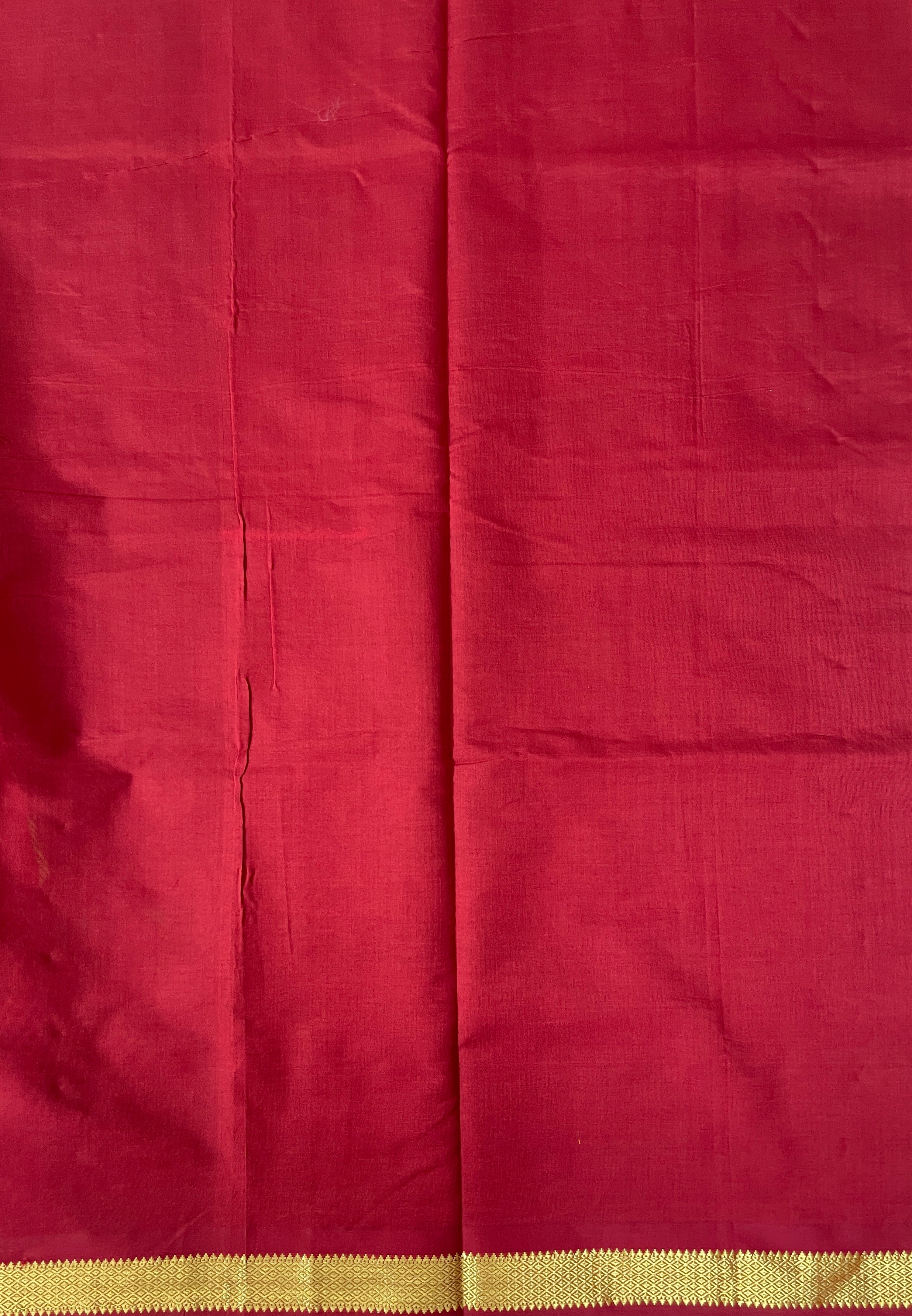 Green Half Pure Silk Cotton Saree With Plain Pattern