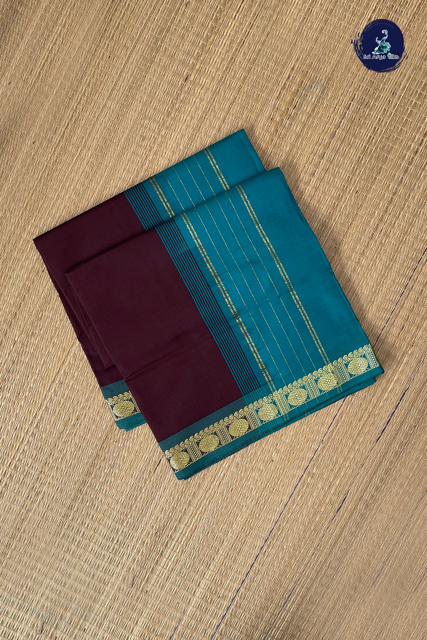 Coffee Brown Half Pure Silk Cotton Saree With Plain Pattern