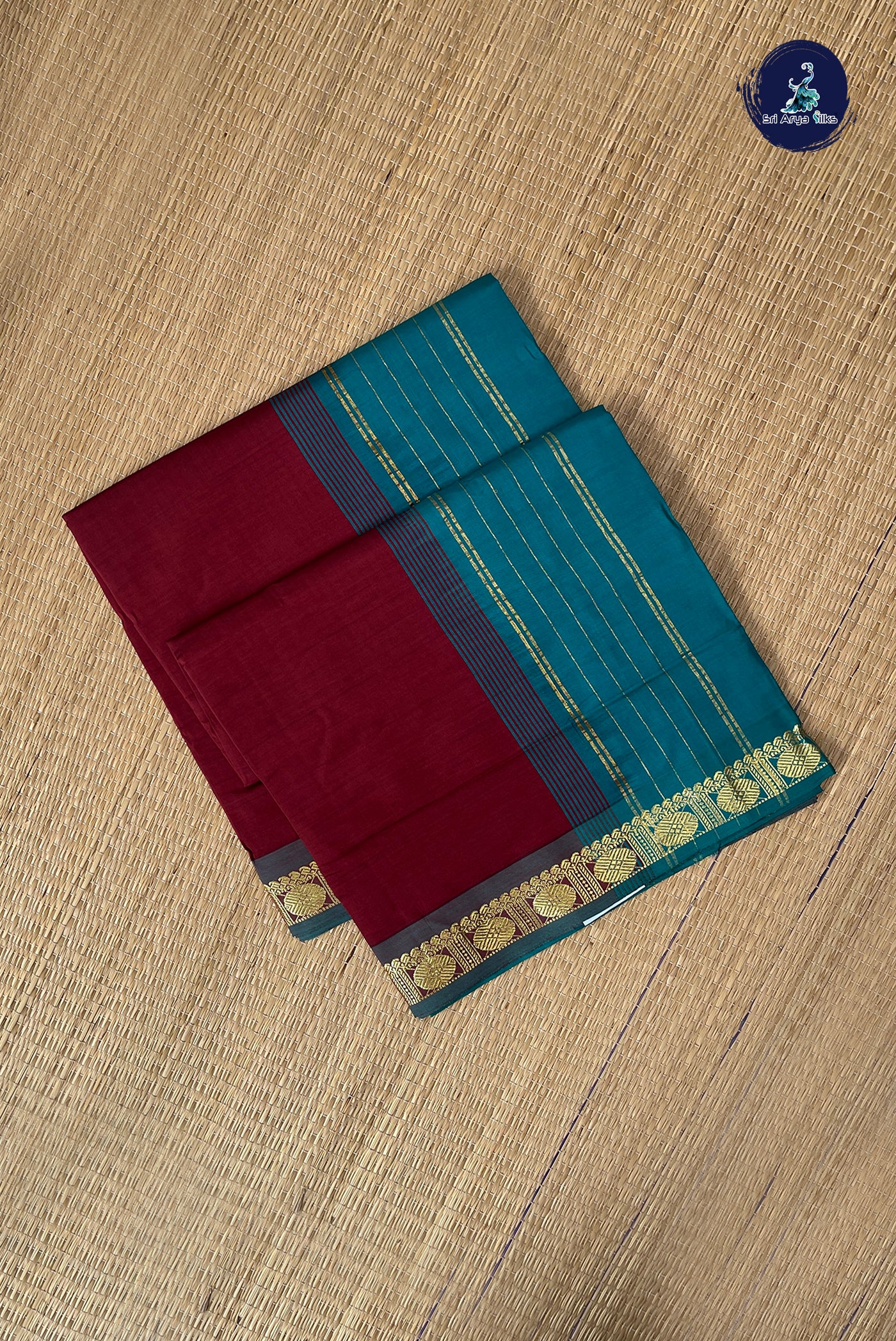 Brown Half Pure Silk Cotton Saree With Plain Pattern