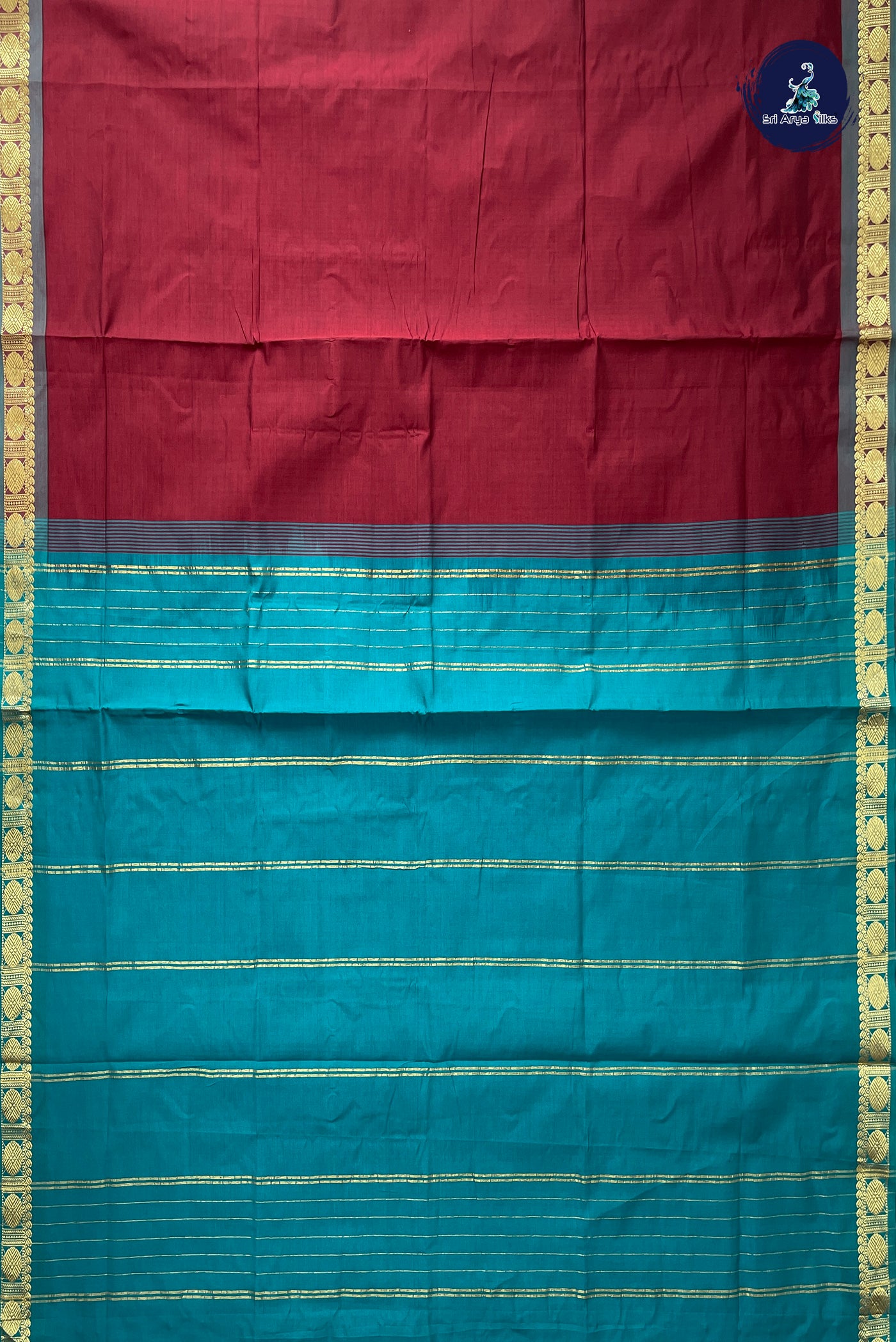 Brown Half Pure Silk Cotton Saree With Plain Pattern