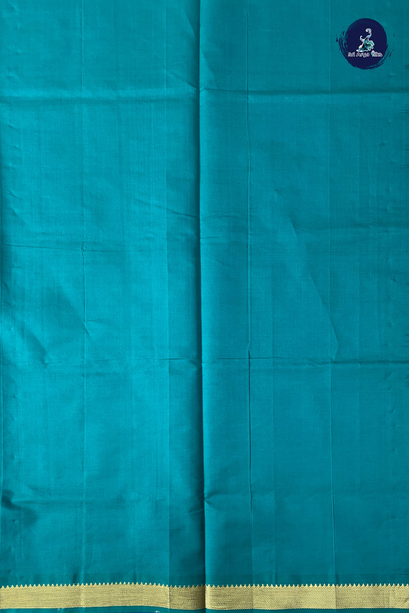 Blue Half Pure Silk Cotton Saree With Plain Pattern