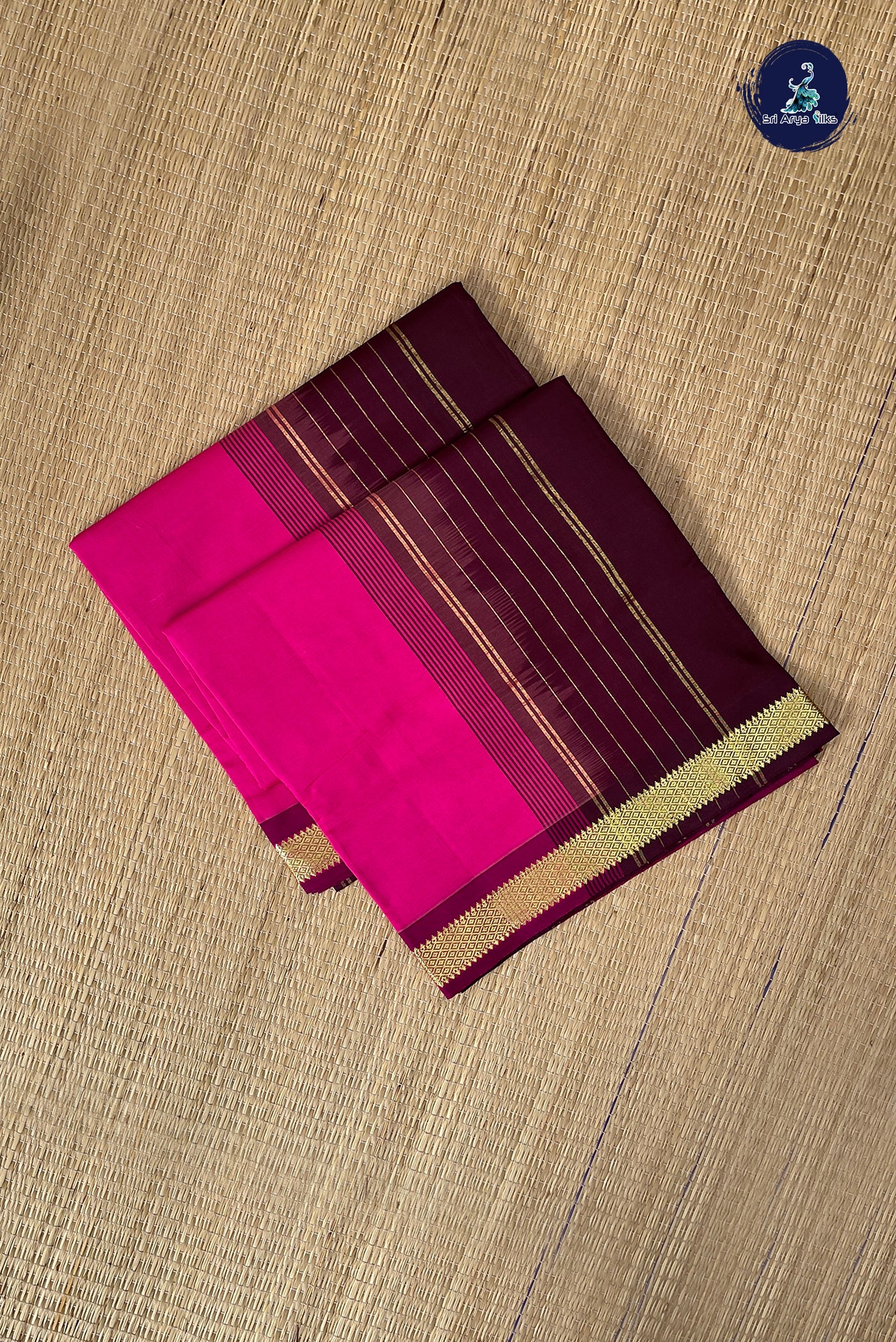 Pink Half Pure Silk Cotton Saree With Plain Pattern