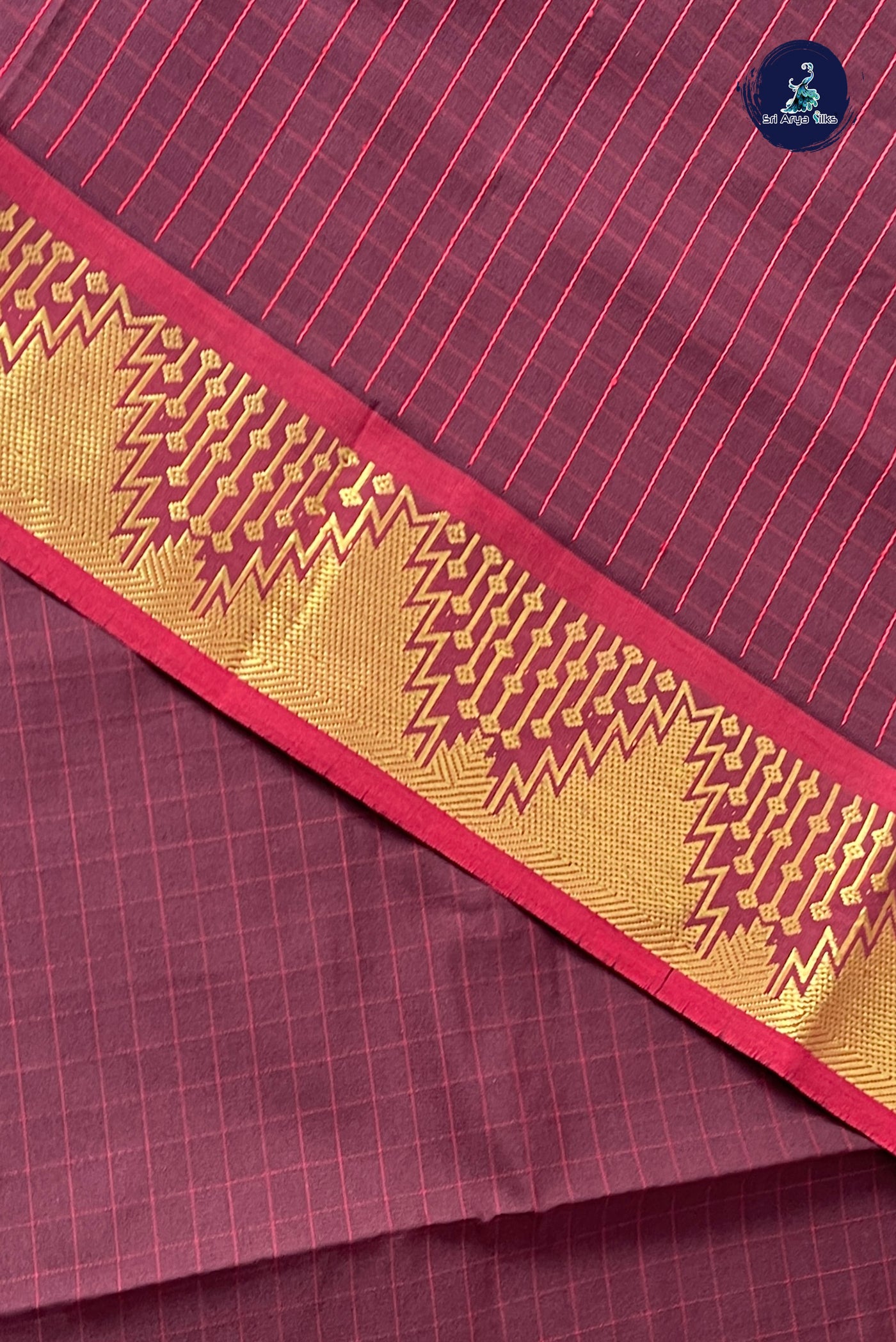 Coffee Brown Checked Saree With Checked Pattern
