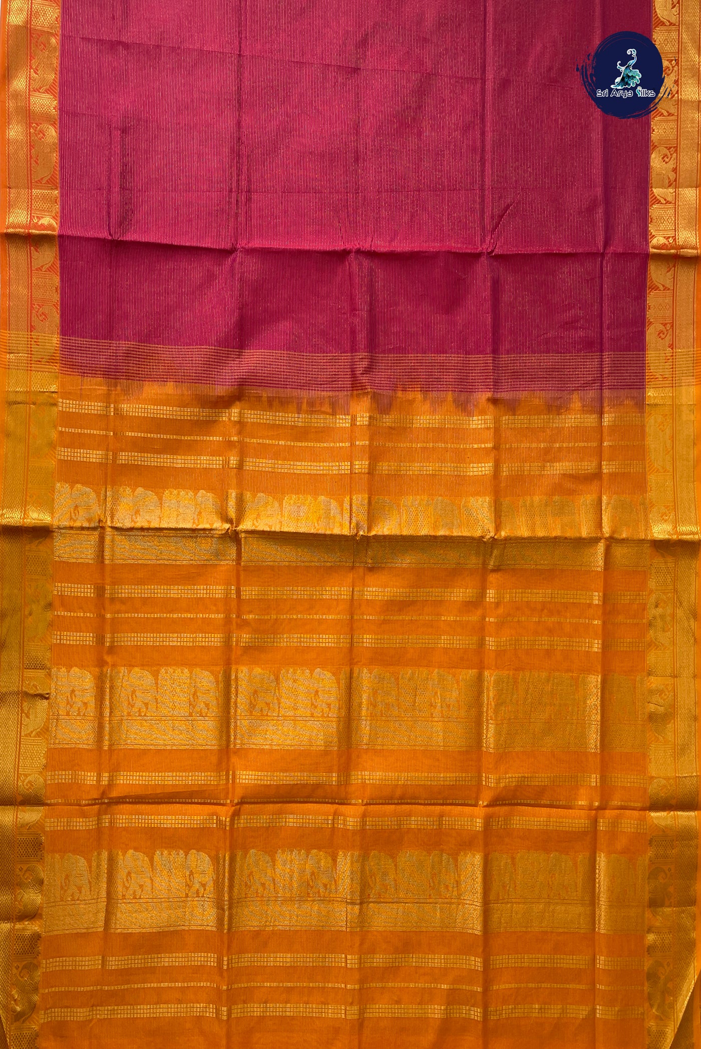 Red Vaira Oosi Silk Cotton Saree With Vaira Oosi Pattern
