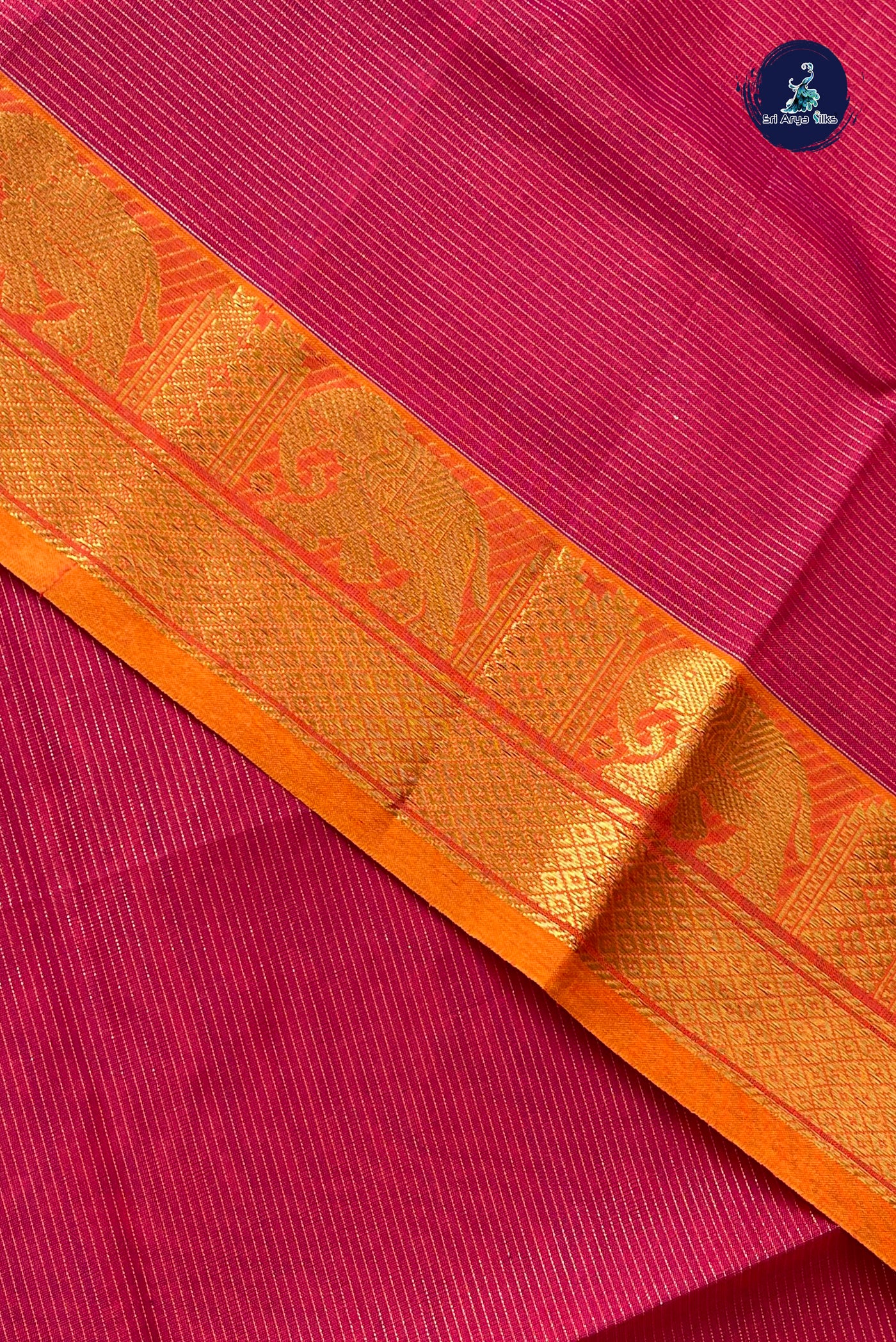 Red Vaira Oosi Silk Cotton Saree With Vaira Oosi Pattern