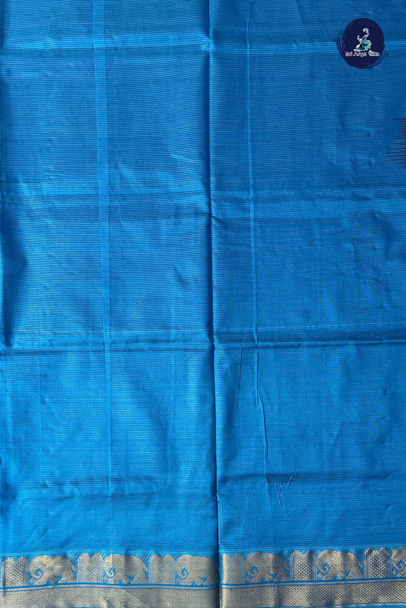 Dark Blue Vaira Oosi Silk Cotton Saree With Vaira Oosi Pattern