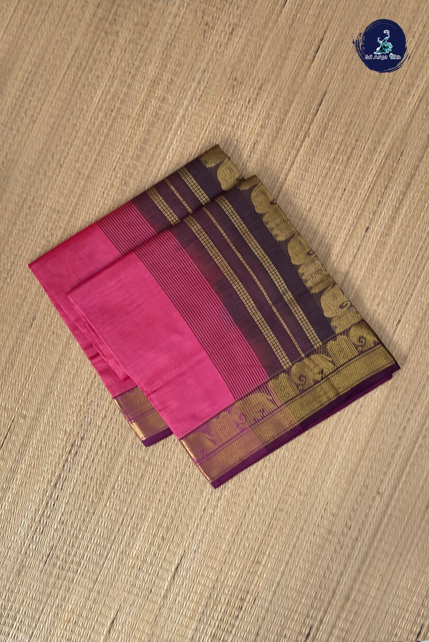 Dual Tone Pink Vaira Oosi Silk Cotton Saree With Vaira Oosi Pattern