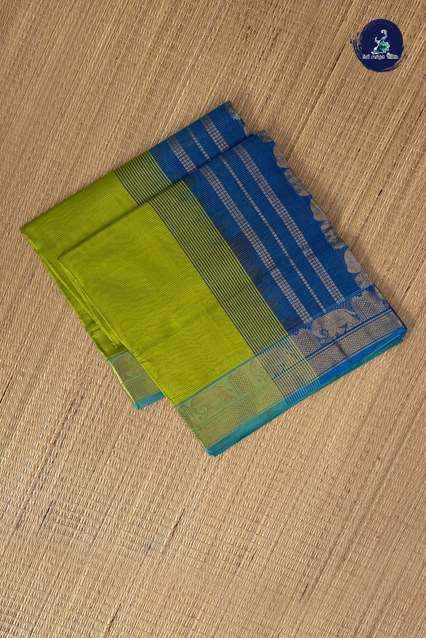 Light Green Vaira Oosi Silk Cotton Saree With Vaira Oosi Pattern