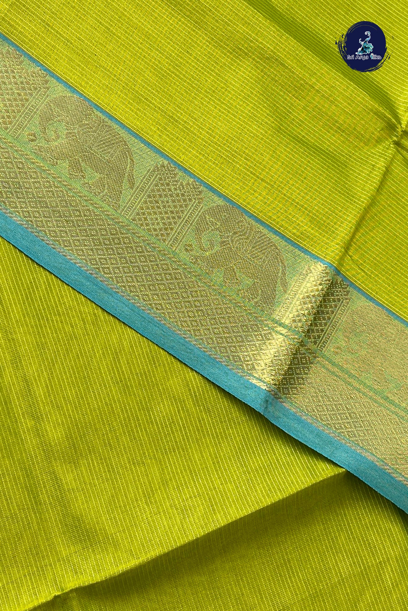 Light Green Vaira Oosi Silk Cotton Saree With Vaira Oosi Pattern