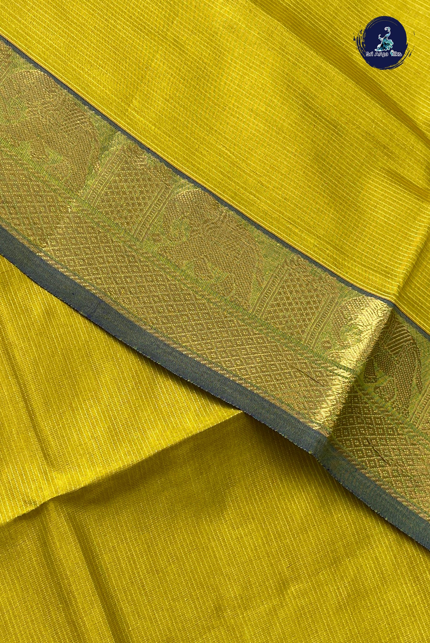 Lime Green Vaira Oosi Silk Cotton Saree With Vaira Oosi Pattern
