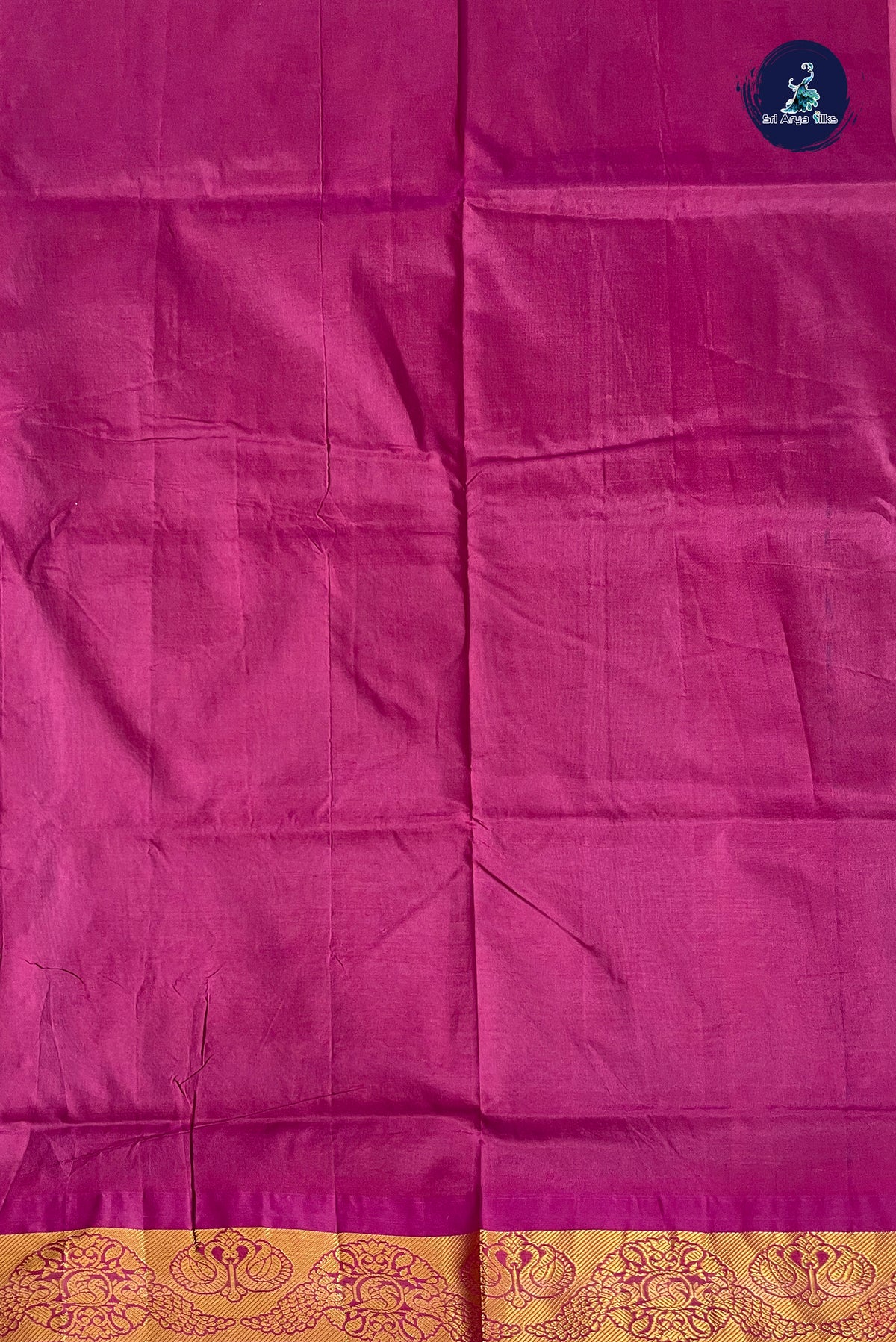 Peacock Green Half Pure Silk Cotton Saree With Plain Pattern