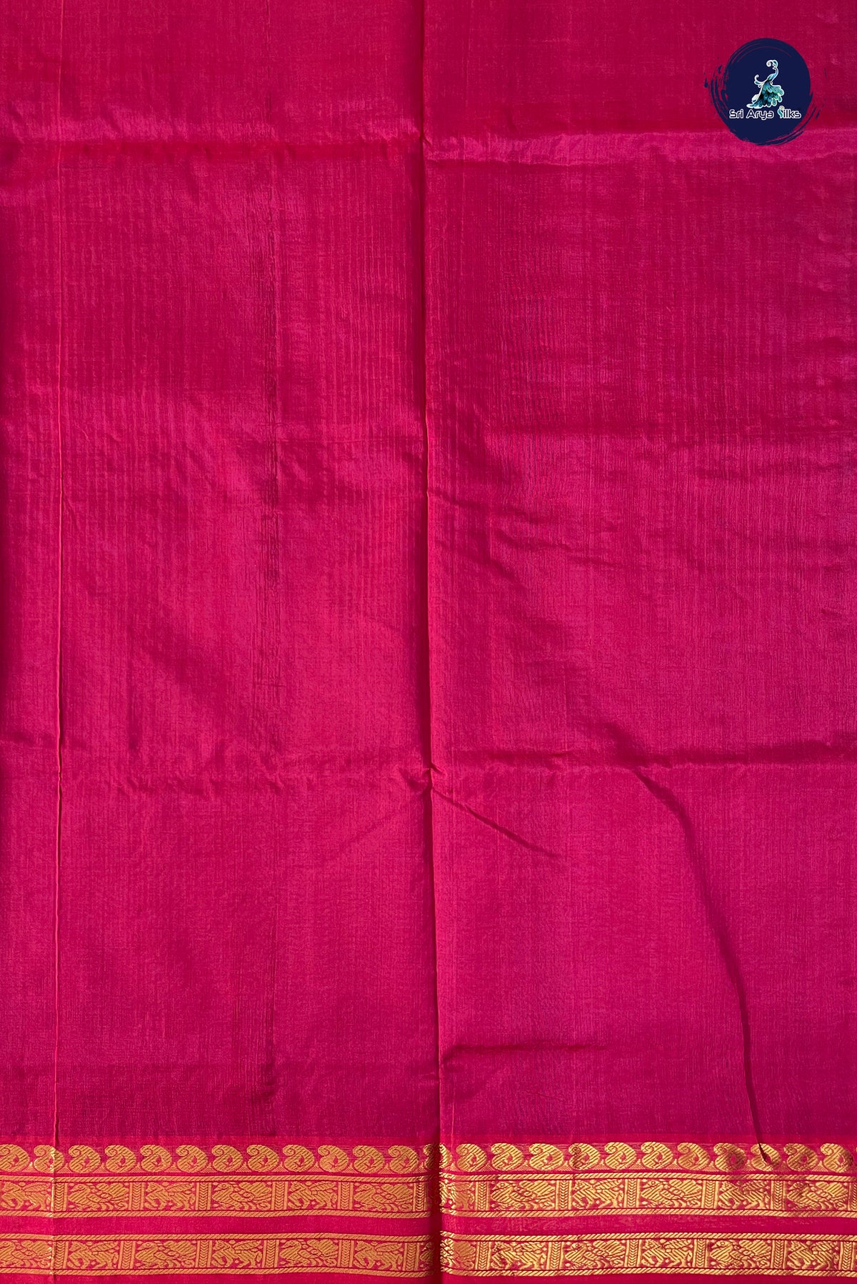 Dark Blue Half Pure Silk Cotton Saree With Plain Pattern