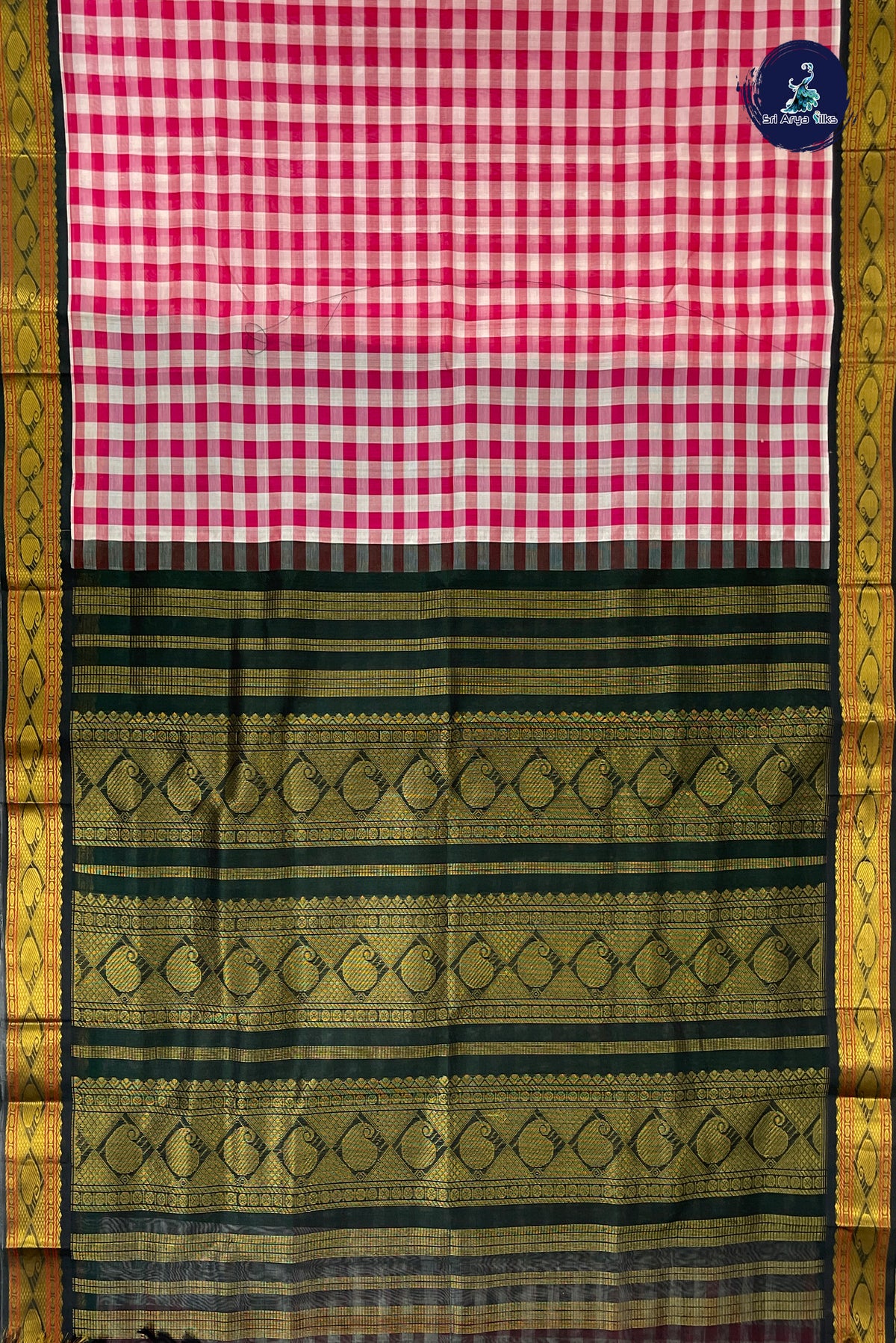 Multi Colour Checked Saree With Checked Pattern