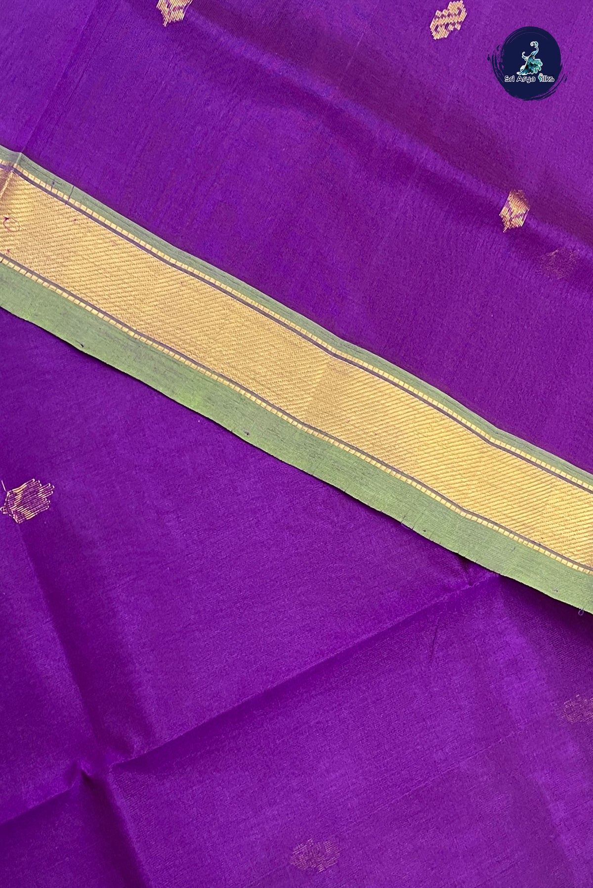 Jamun Simple Silk Cotton Saree With Buttas Pattern