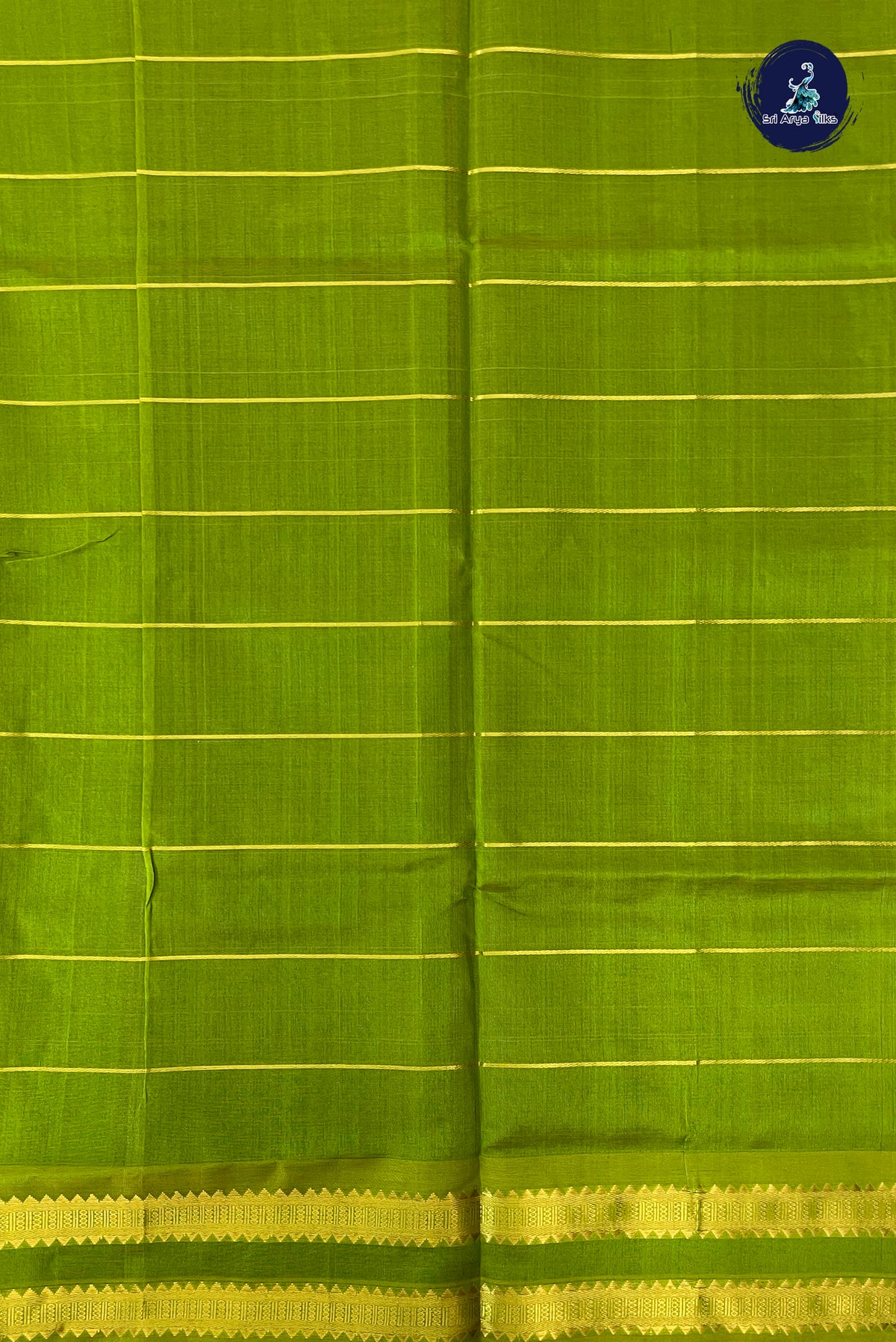 Dark Green Simple Silk Cotton Saree With Zari Checked Pattern