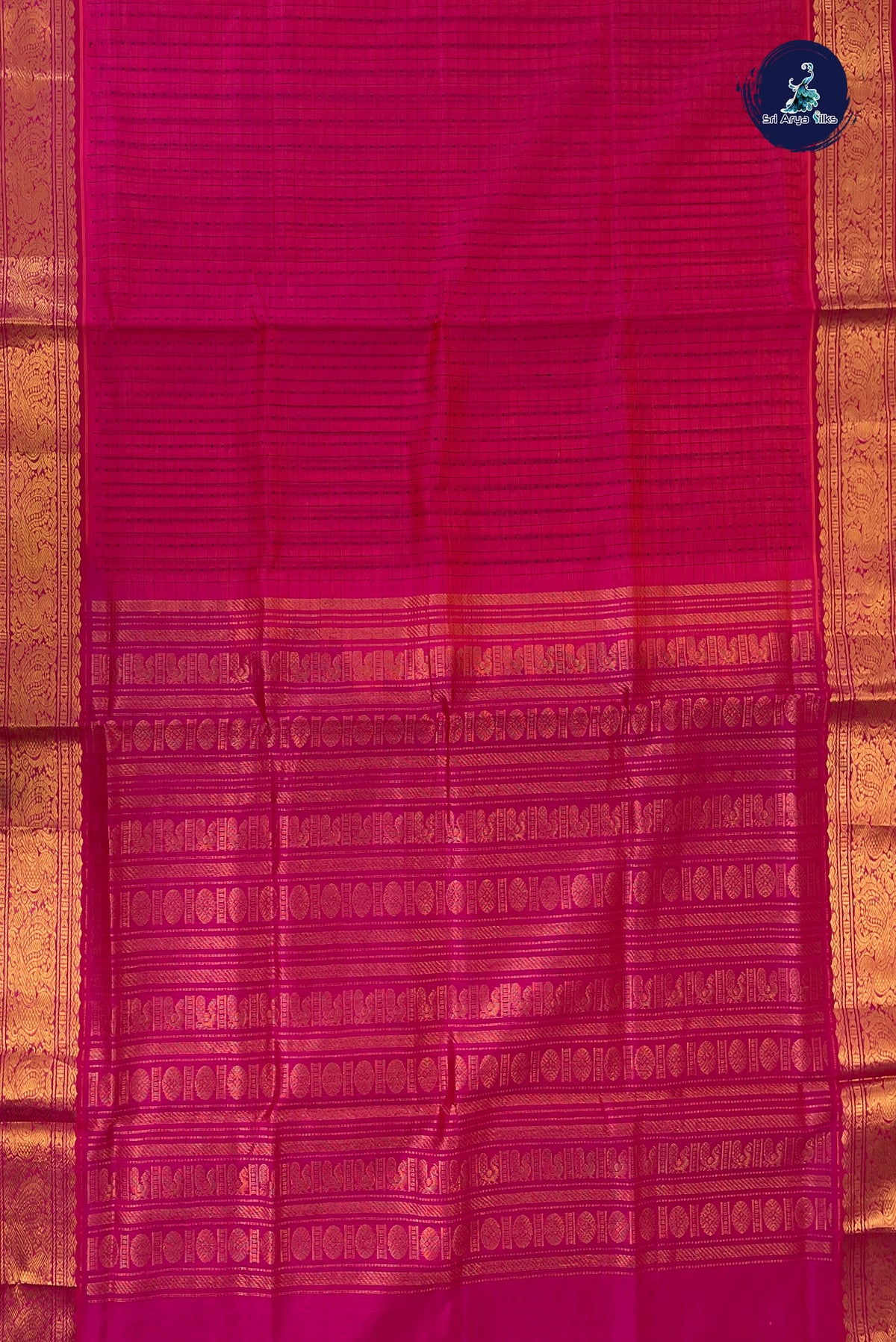 Pink Bridal Silk Cotton Saree With Laksha Deepam Design Pattern