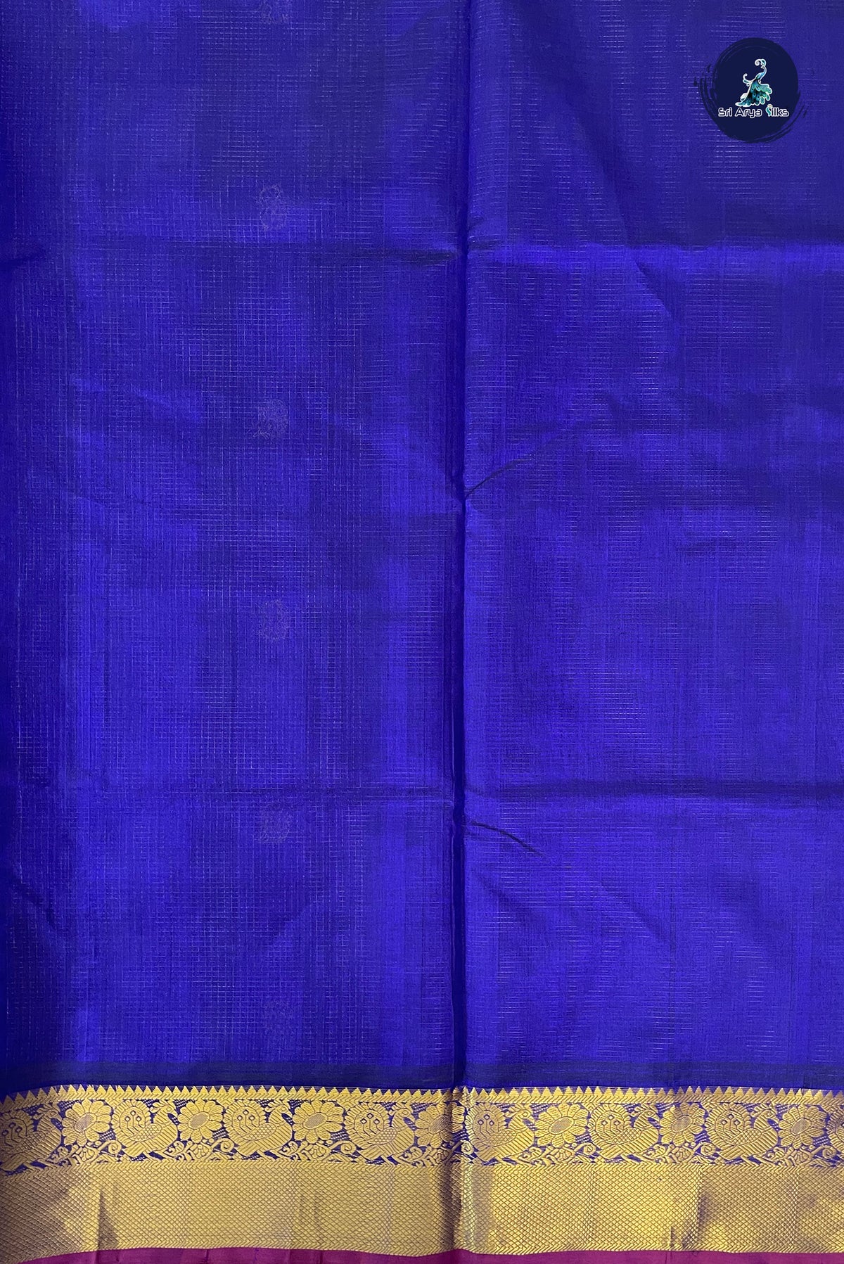 Dark Blue Bridal Silk Cotton Saree With Zari Checked Pattern