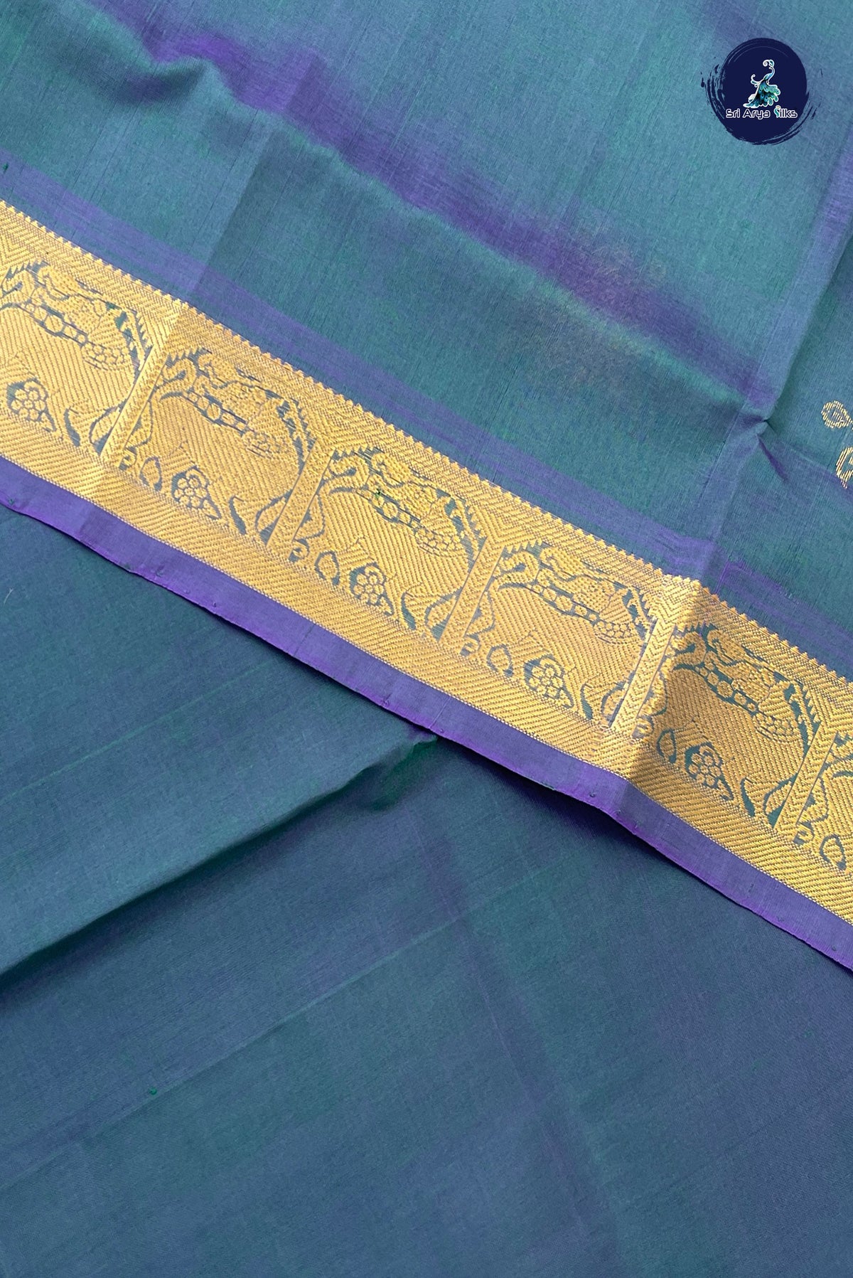 Dark Green Bridal Silk Cotton Saree With Zari Buttas Pattern