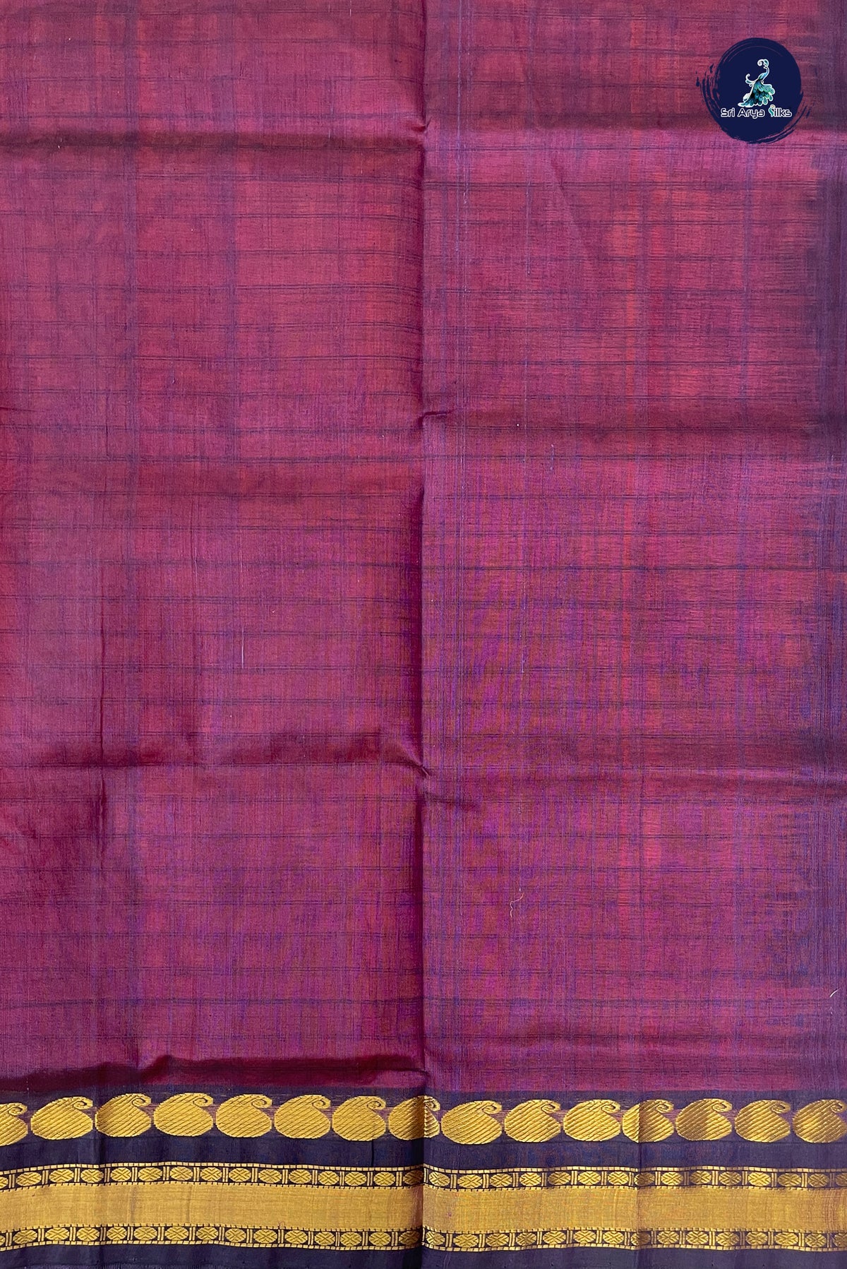 Red Korvai Silk Cotton Saree With Checked Pattern