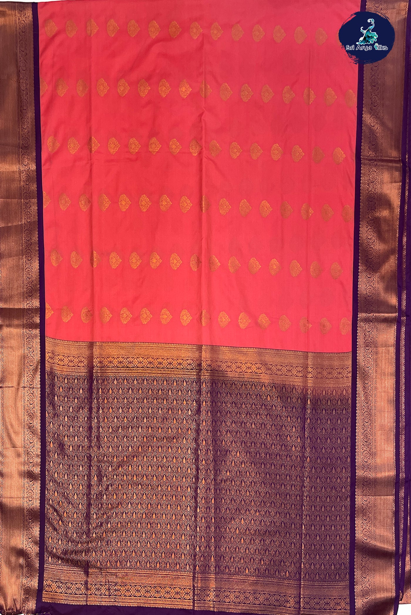 Blush Pink Semi Silk Saree With Copper Zari Buttas Pattern