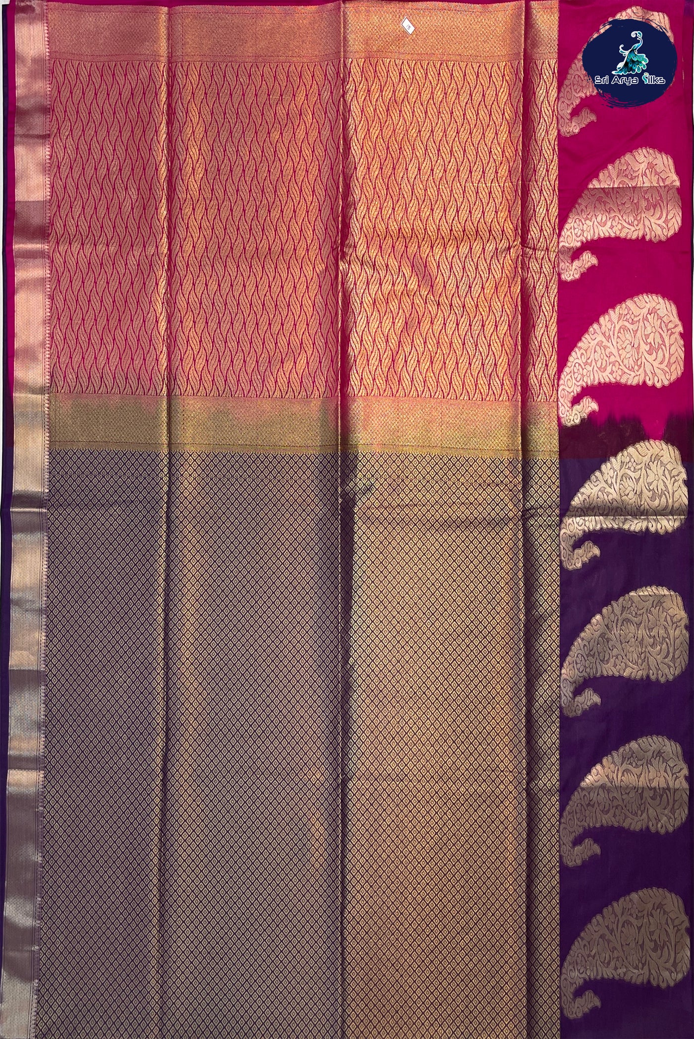 Dark Plum Semi Silk Saree With Jacquard Pattern