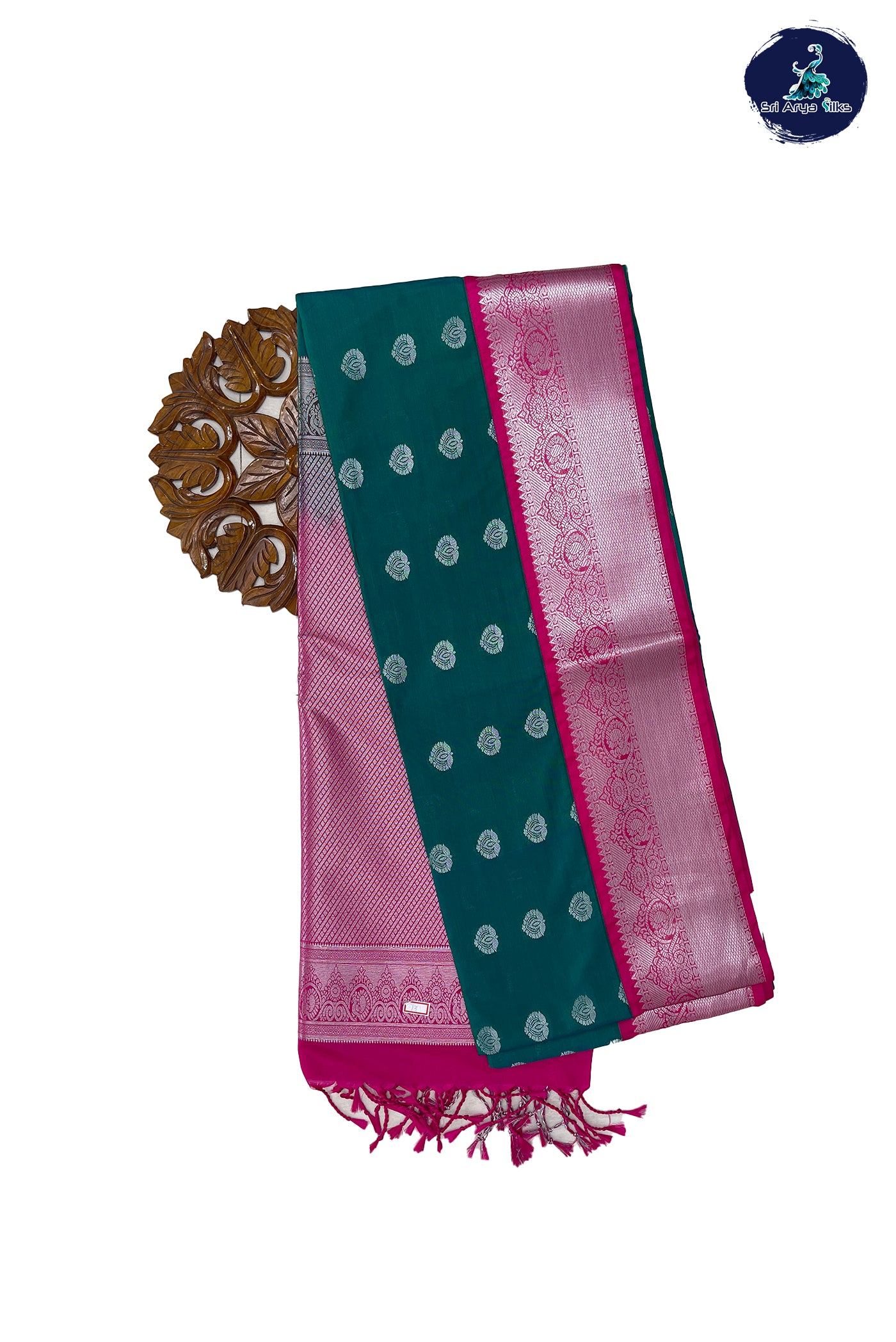 Teal Semi Silk Saree With Zari Buttas Pattern