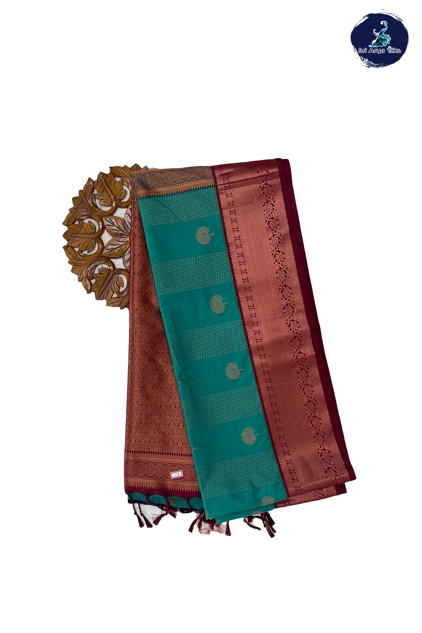 Turquoise Semi Silk Saree With Stripes Pattern