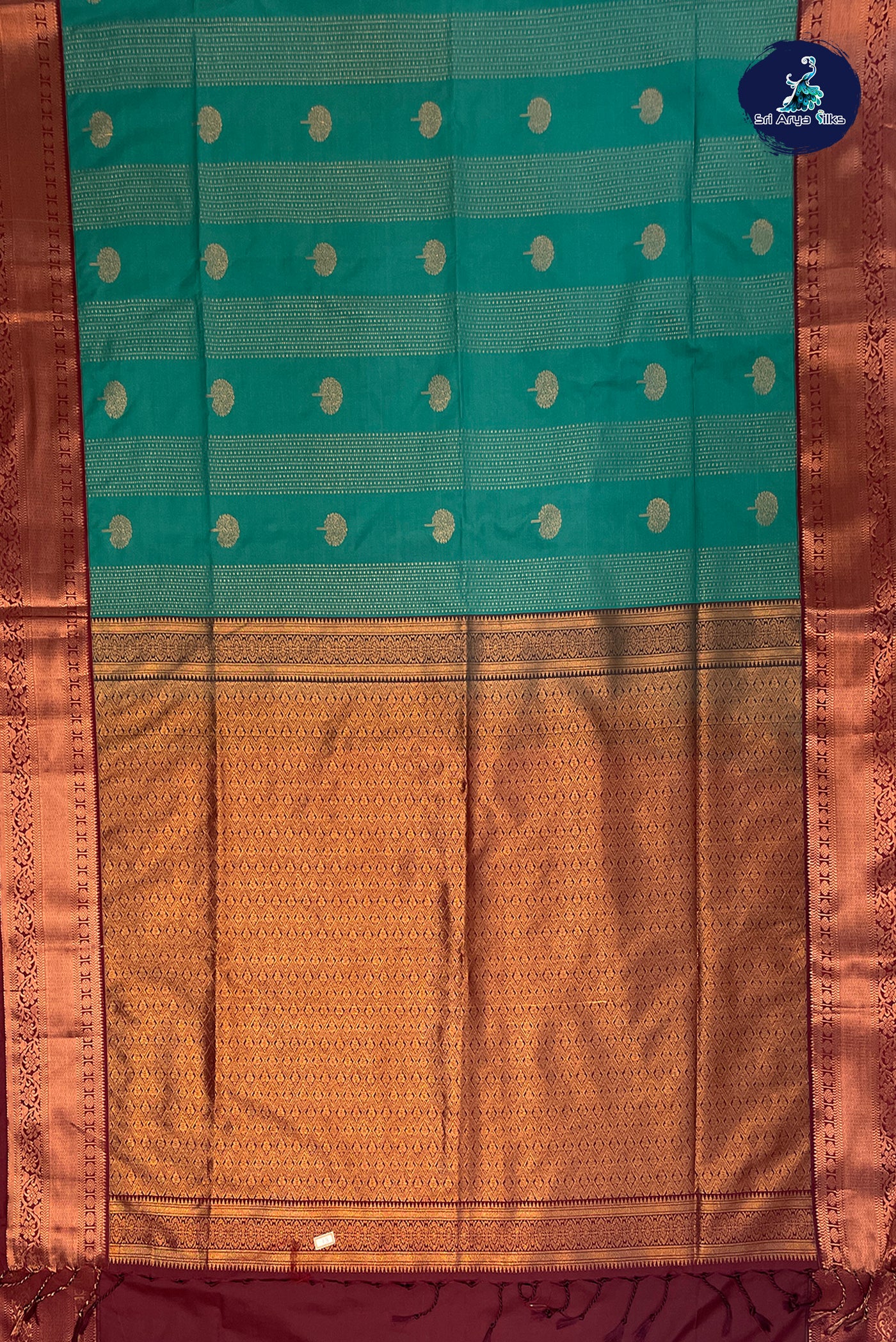 Turquoise Semi Silk Saree With Stripes Pattern