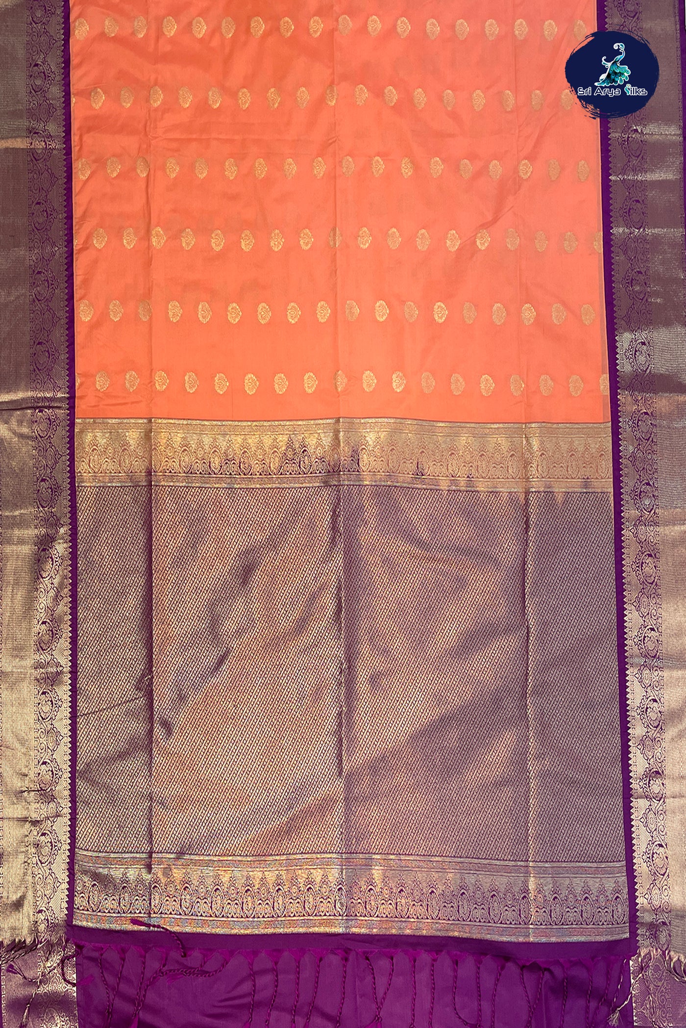 Peach Semi Silk Saree With Buttas Pattern