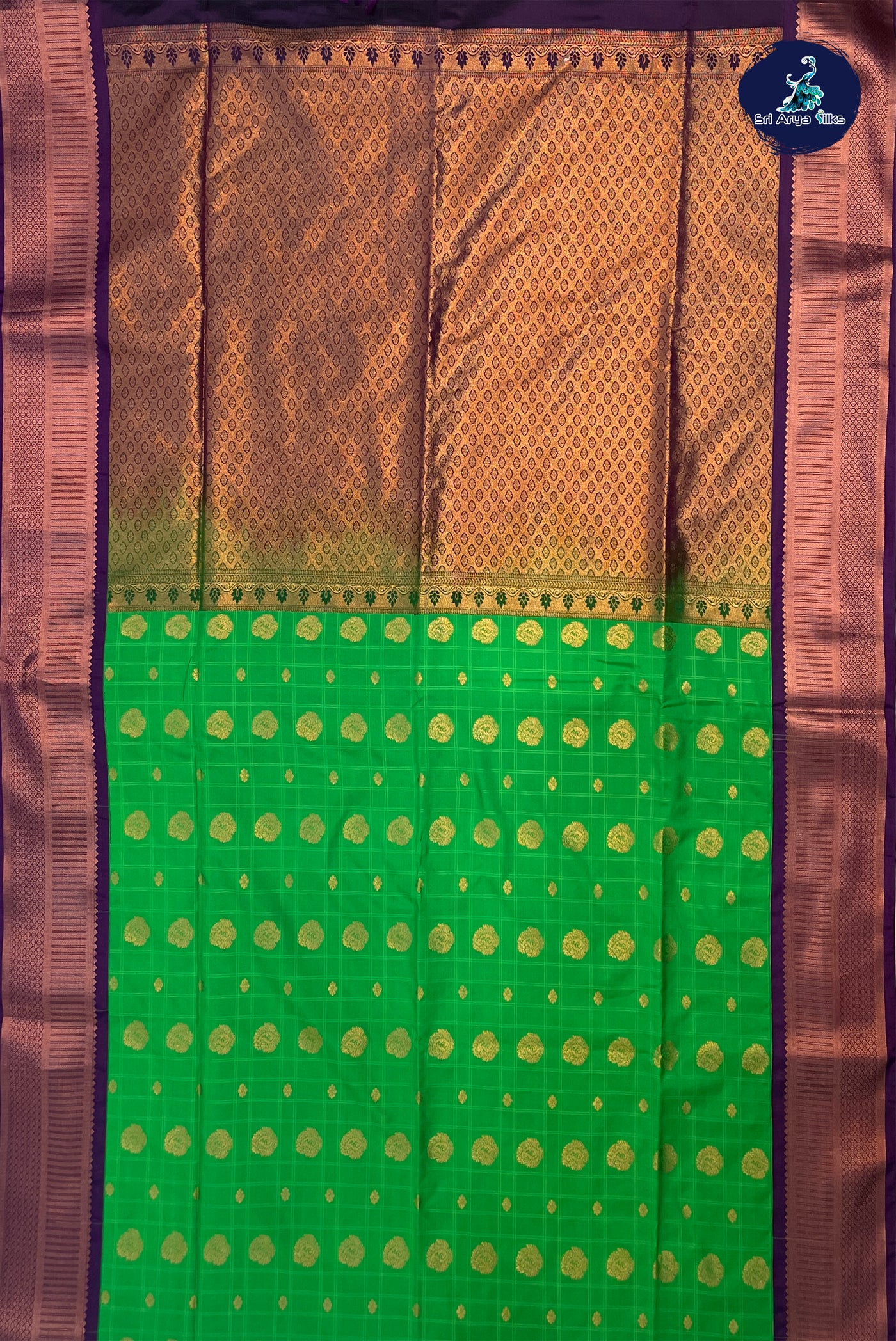 Parrot Green Semi Silk Saree With Buttas Pattern