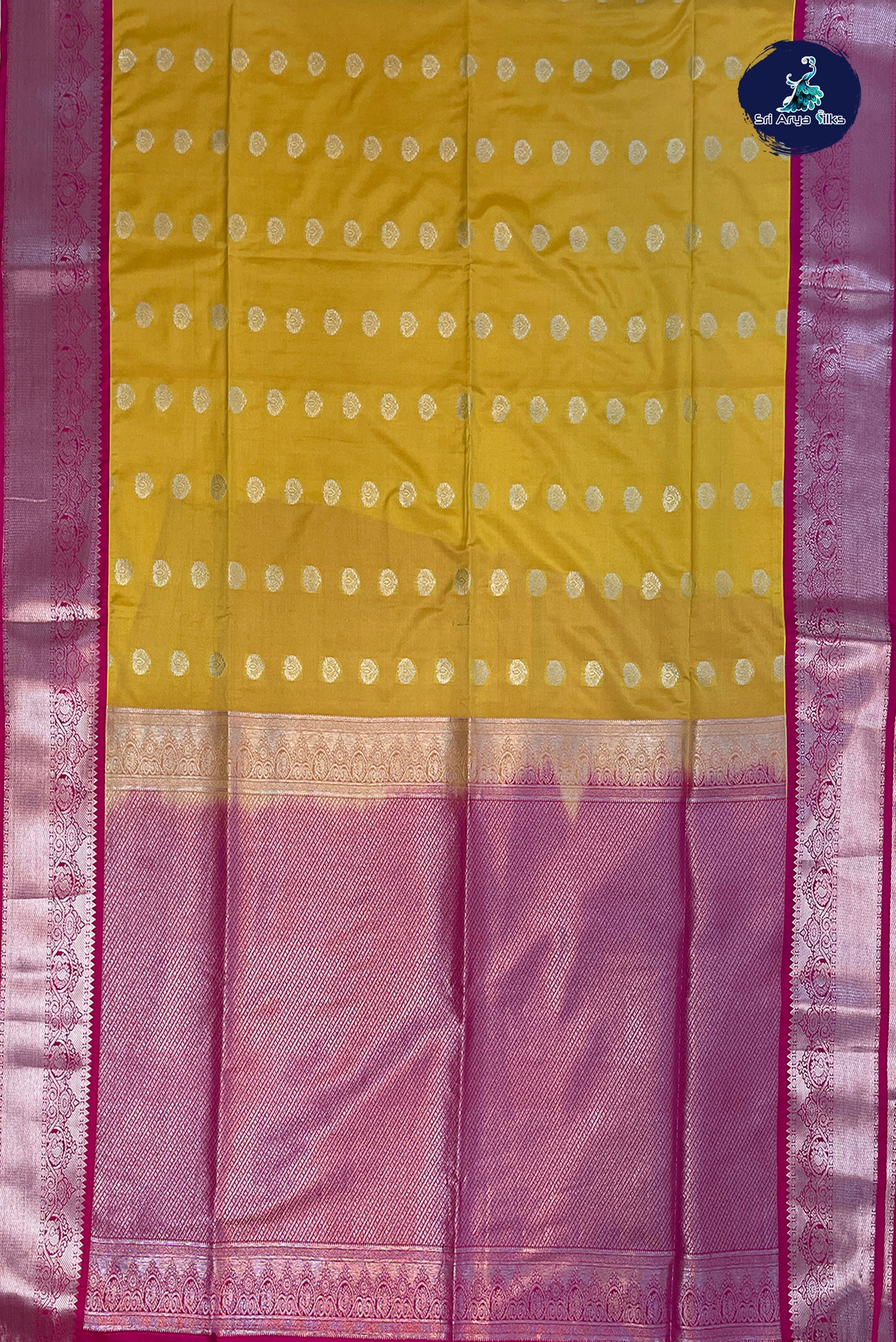 Creamish Yellow Semi Silk Saree With Buttas Pattern