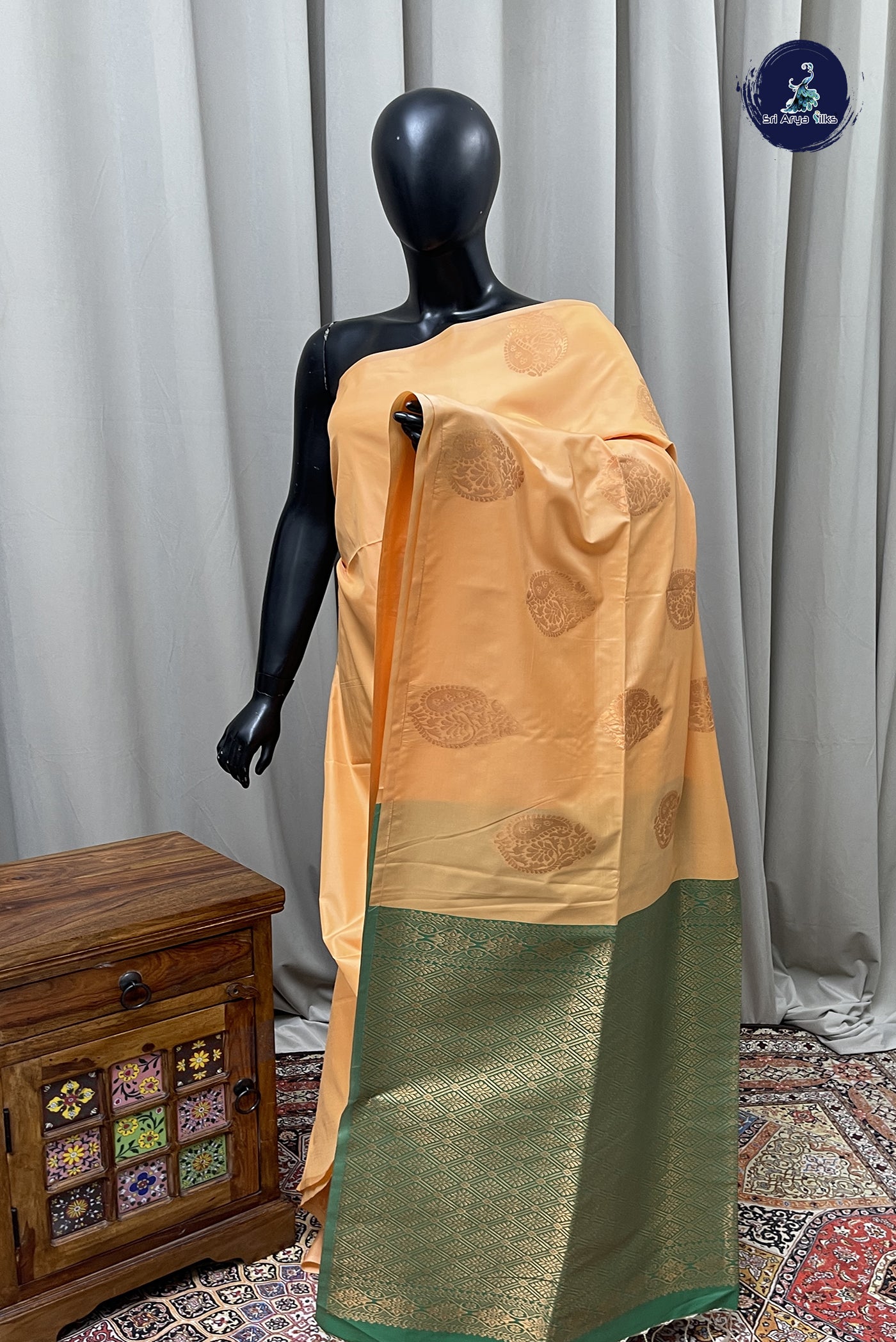 Pastel Shade Semi Soft Silk Saree With Zari Buttas Pattern