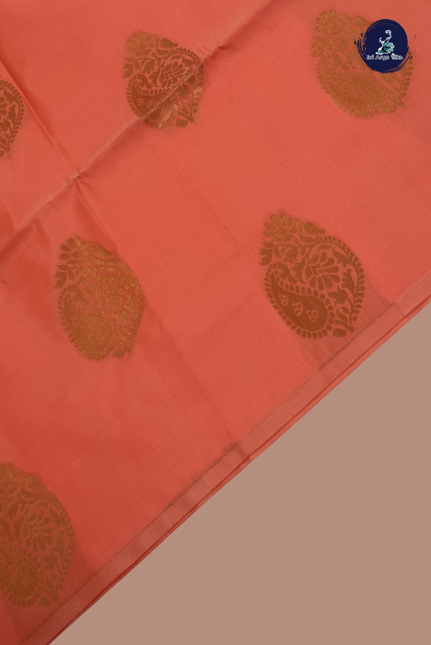 Peach Semi Soft Silk Saree With Zari Buttas Pattern