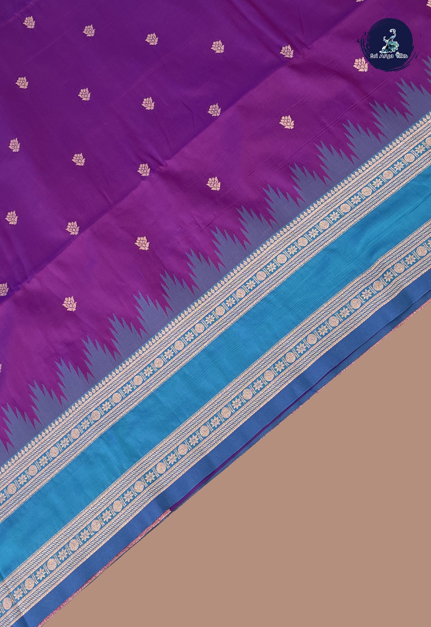 Dark Brinjal Semi Soft Silk Saree With Zari Buttas Pattern