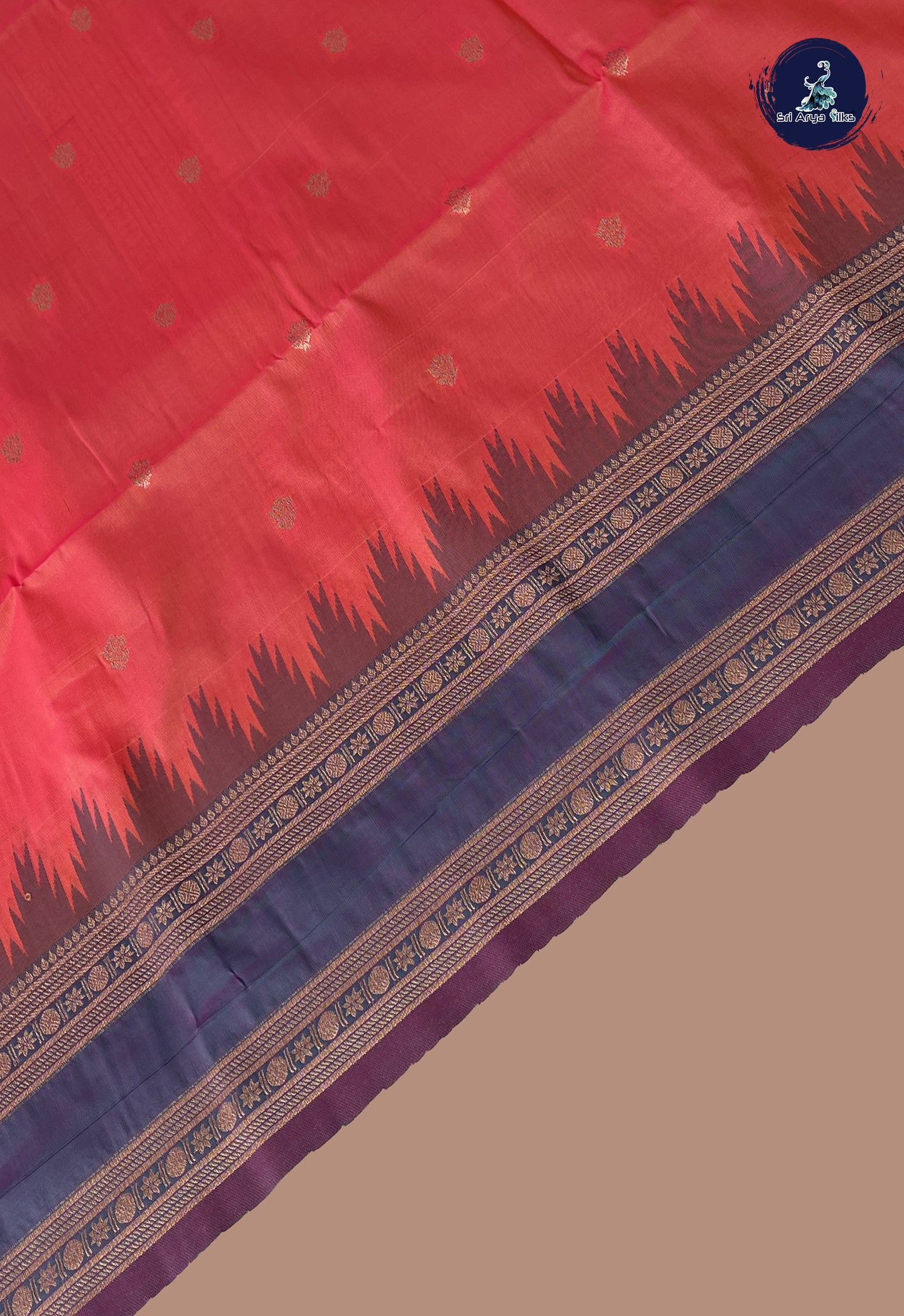 Pinkish Peach Semi Soft Silk Saree With Zari Buttas Pattern