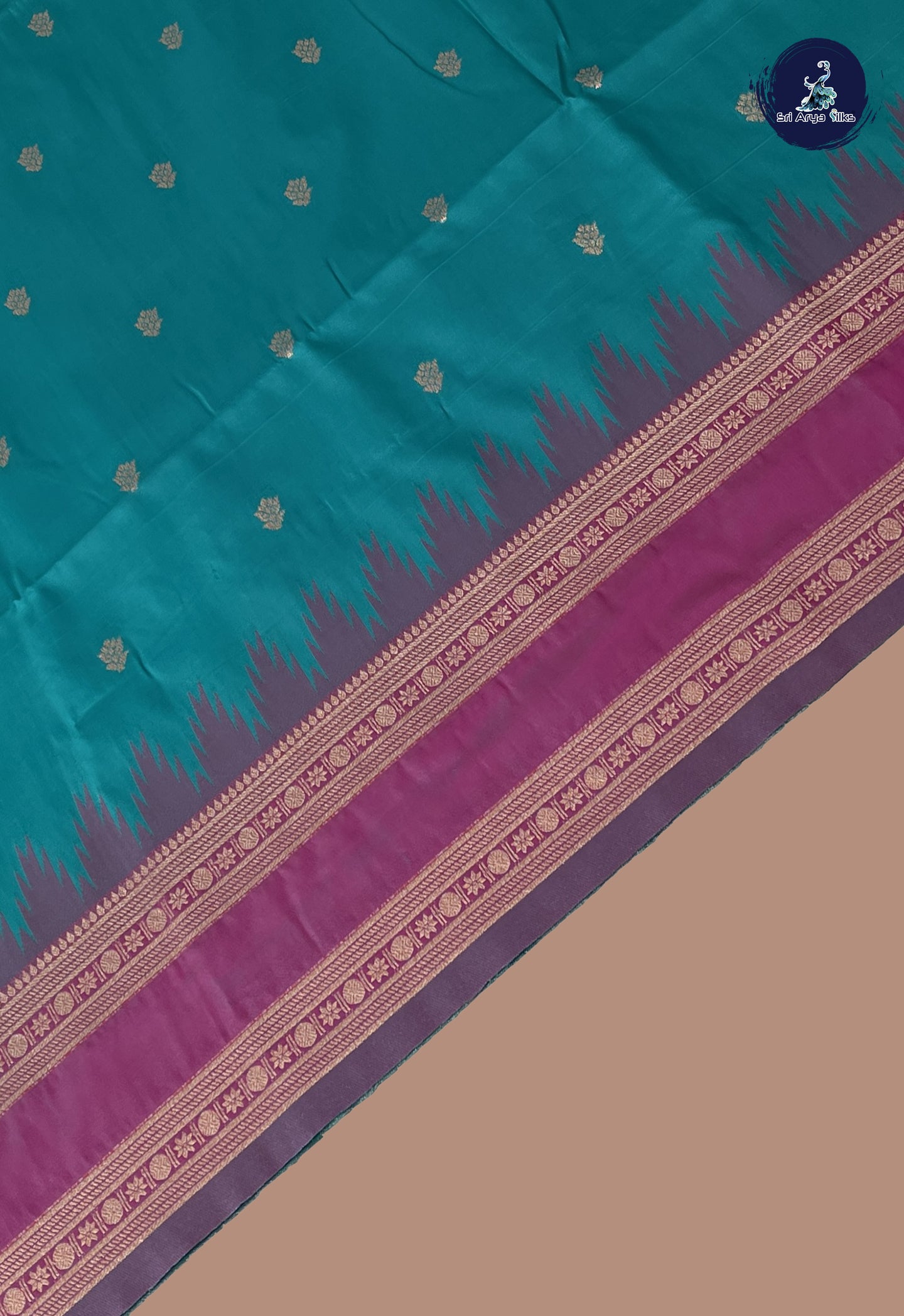 Teal Semi Soft Silk Saree With Zari Buttas Pattern