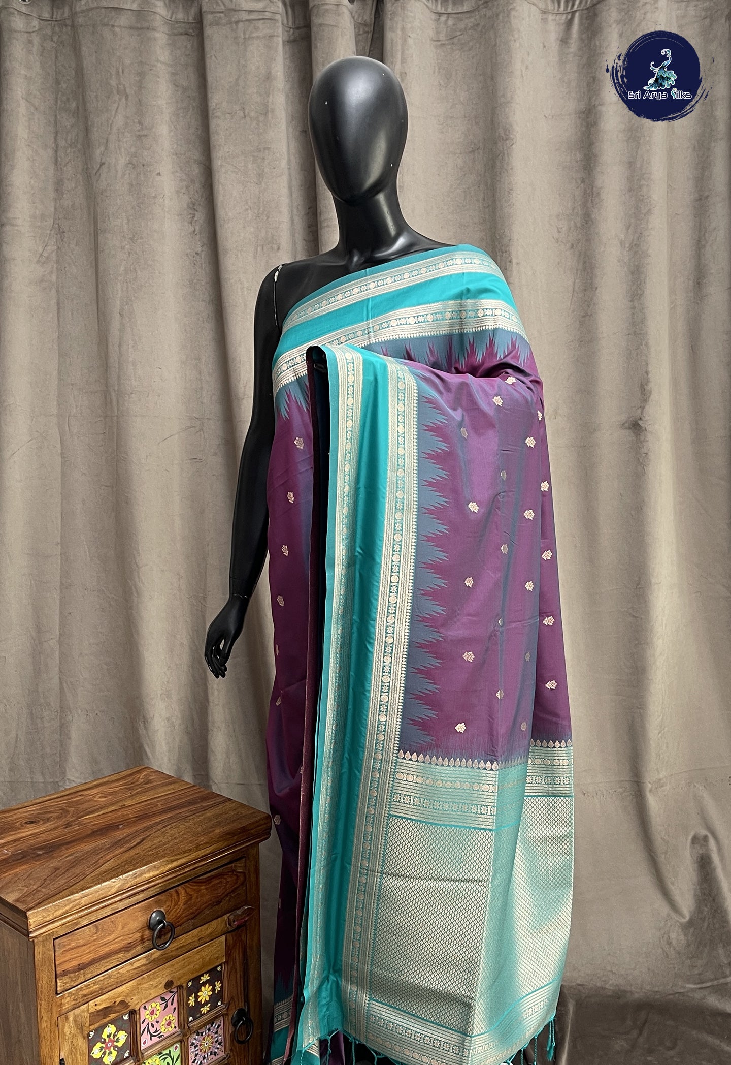 Blusih Purple Semi Soft Silk Saree With Zari Buttas Pattern