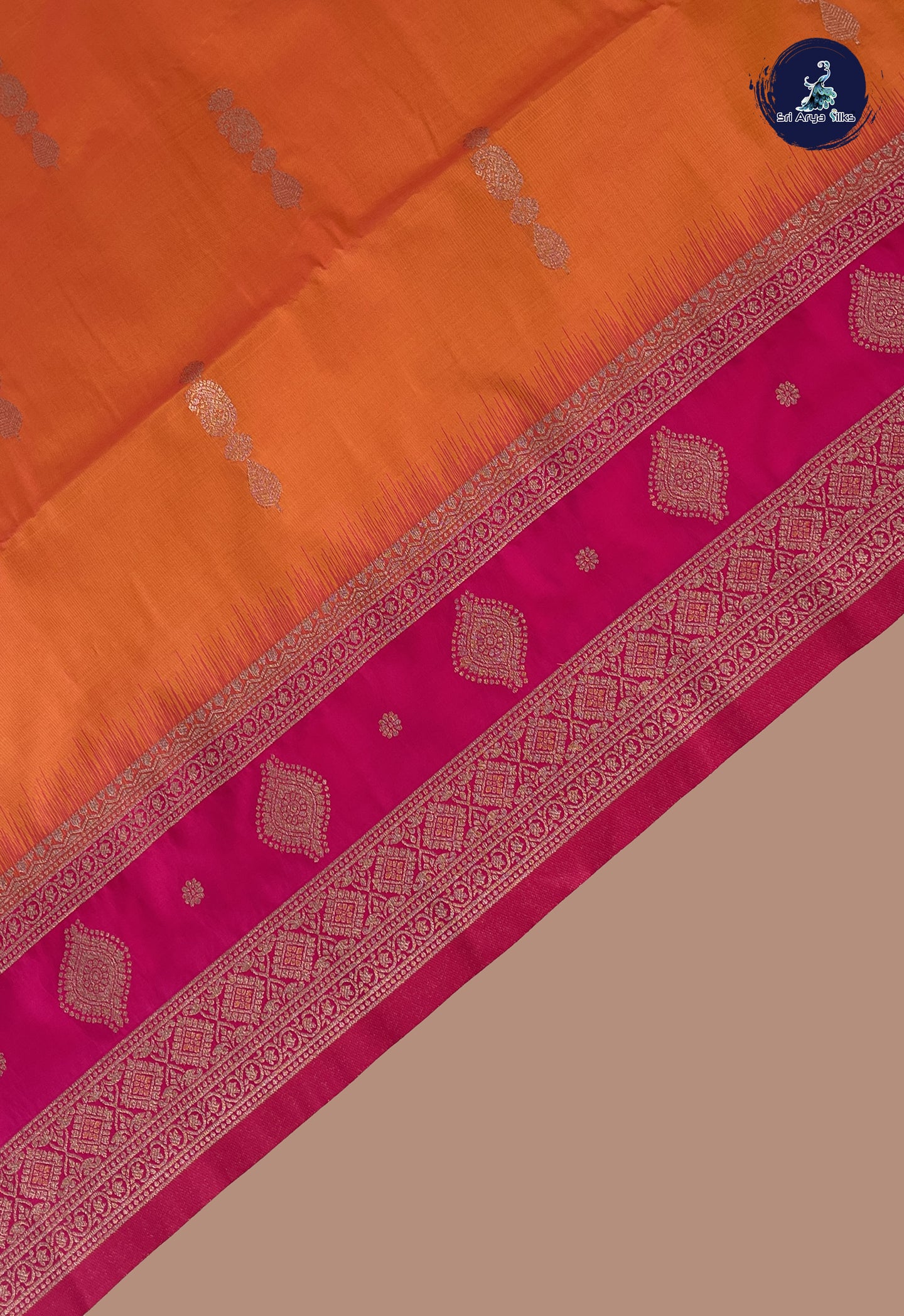 Orange Semi Soft Silk Saree With Zari Buttas Pattern