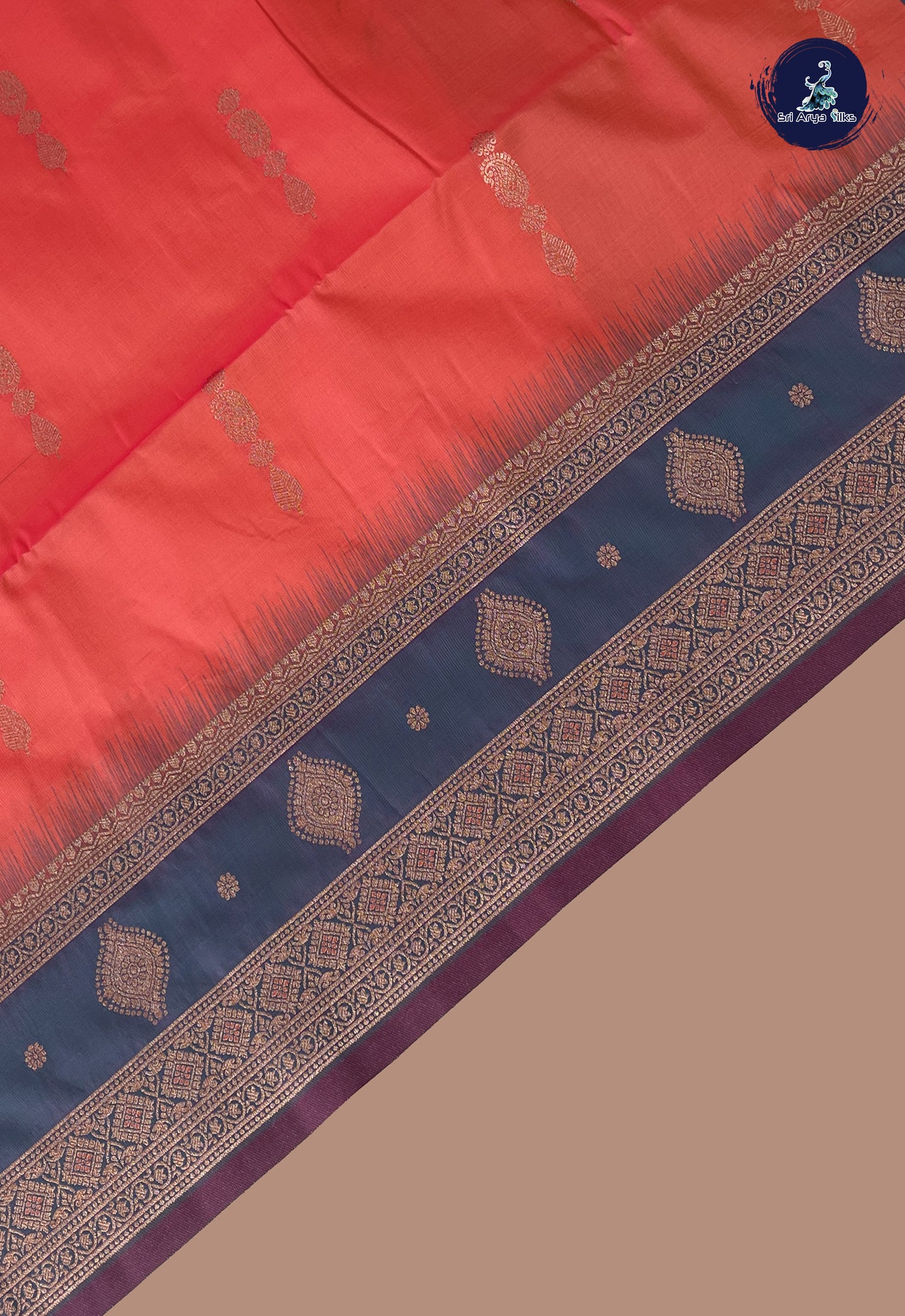 Peach Semi Soft Silk Saree With Zari Buttas Pattern